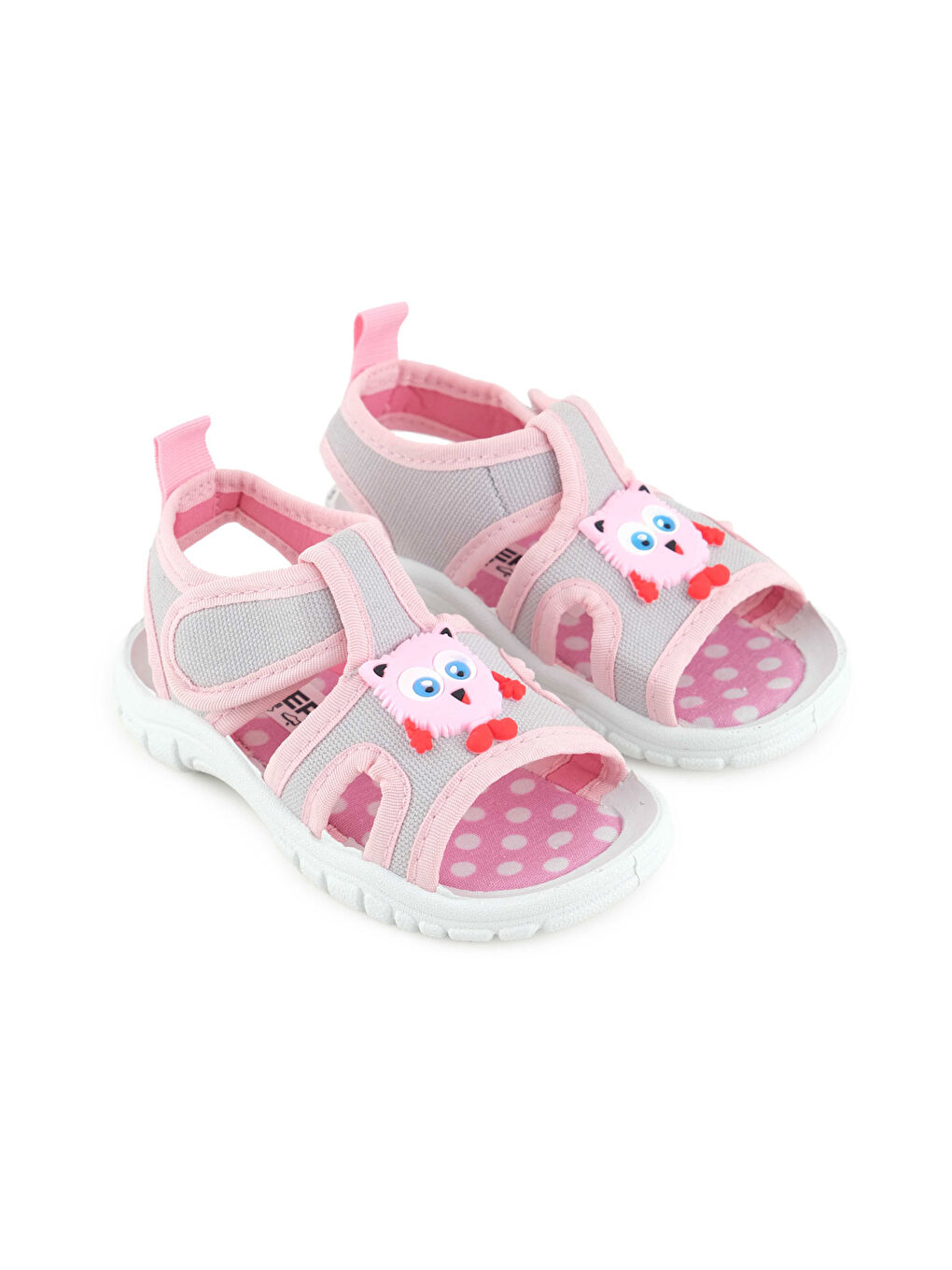 Gri Kız Çocuk Yazlık Alt Taban PVC Rahat İç Taban Terk Cırt Cırtlı Ayarlanabilir Günlük Sandalet-2