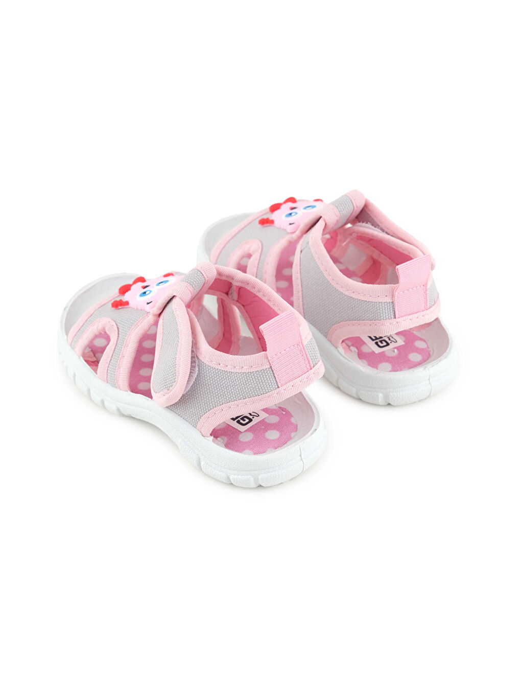 Gri Kız Çocuk Yazlık Alt Taban PVC Rahat İç Taban Terk Cırt Cırtlı Ayarlanabilir Günlük Sandalet-3