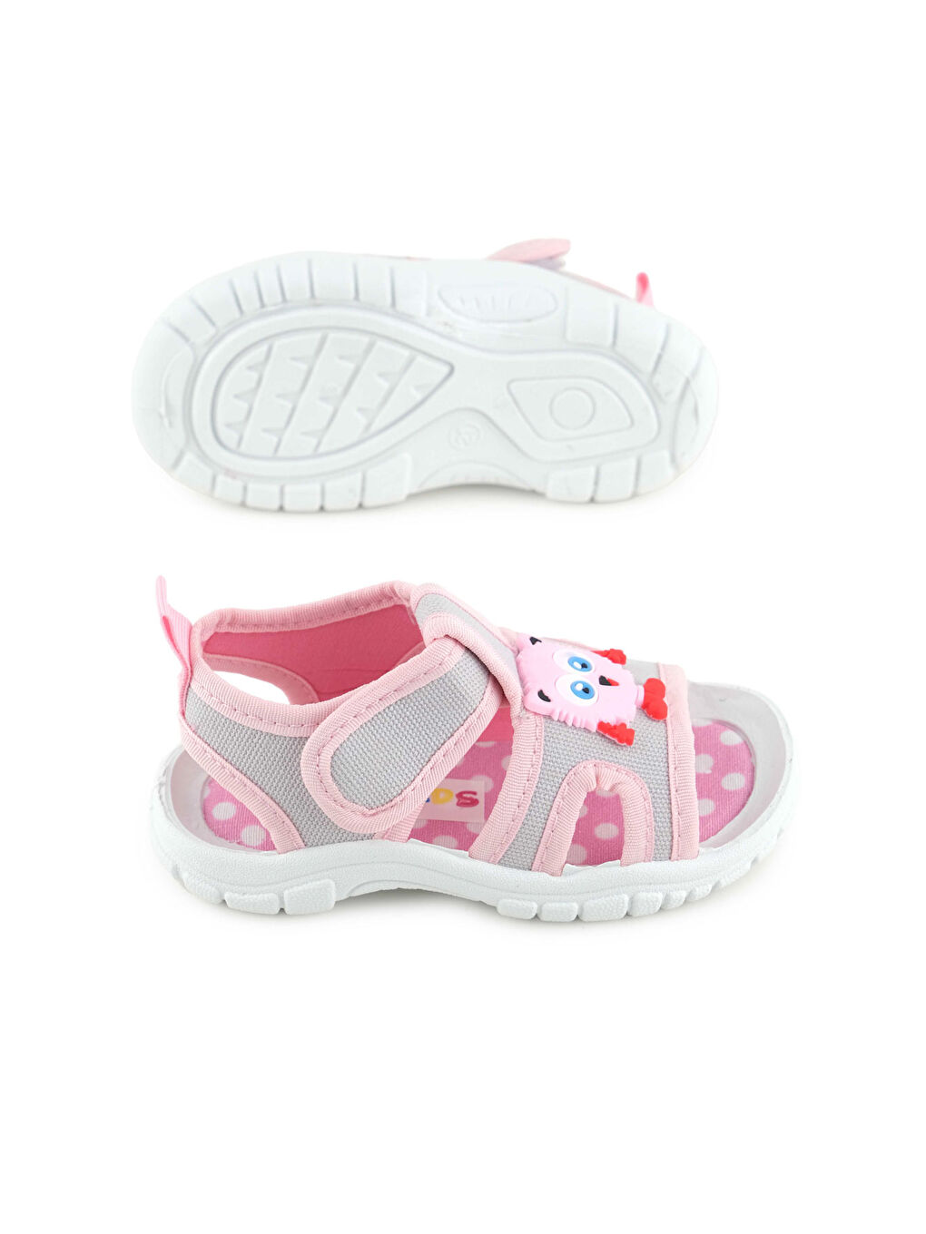 Gri Kız Çocuk Yazlık Alt Taban PVC Rahat İç Taban Terk Cırt Cırtlı Ayarlanabilir Günlük Sandalet-4