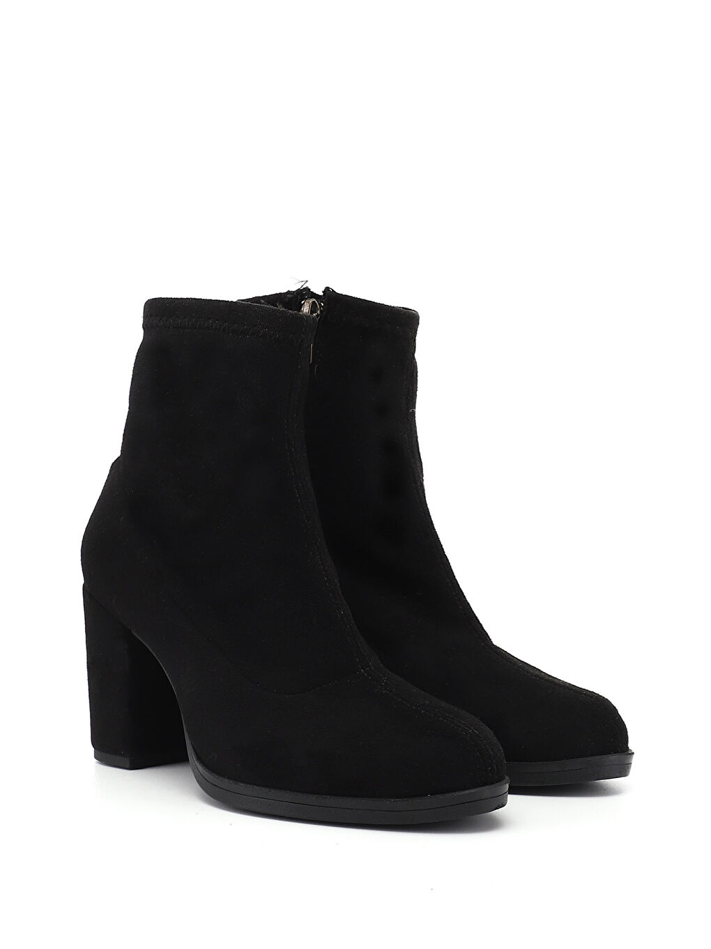 Siyah Kadın SİYAH MELANJ Fermuarlı Kalın Topuklu Bot-2