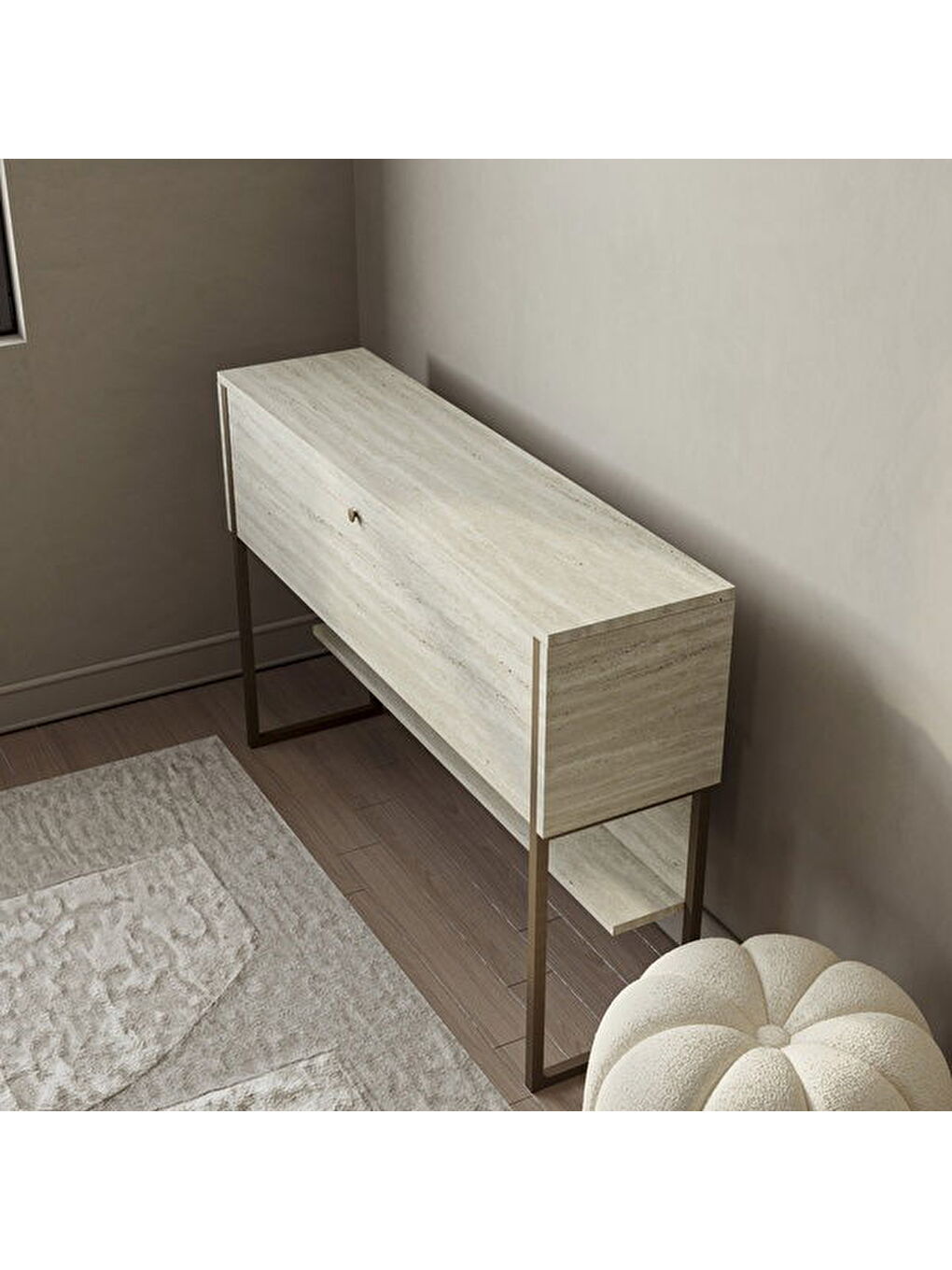 Karışık Artemis Dresuar - Traverten / Altın - 80x30x120 cm-4