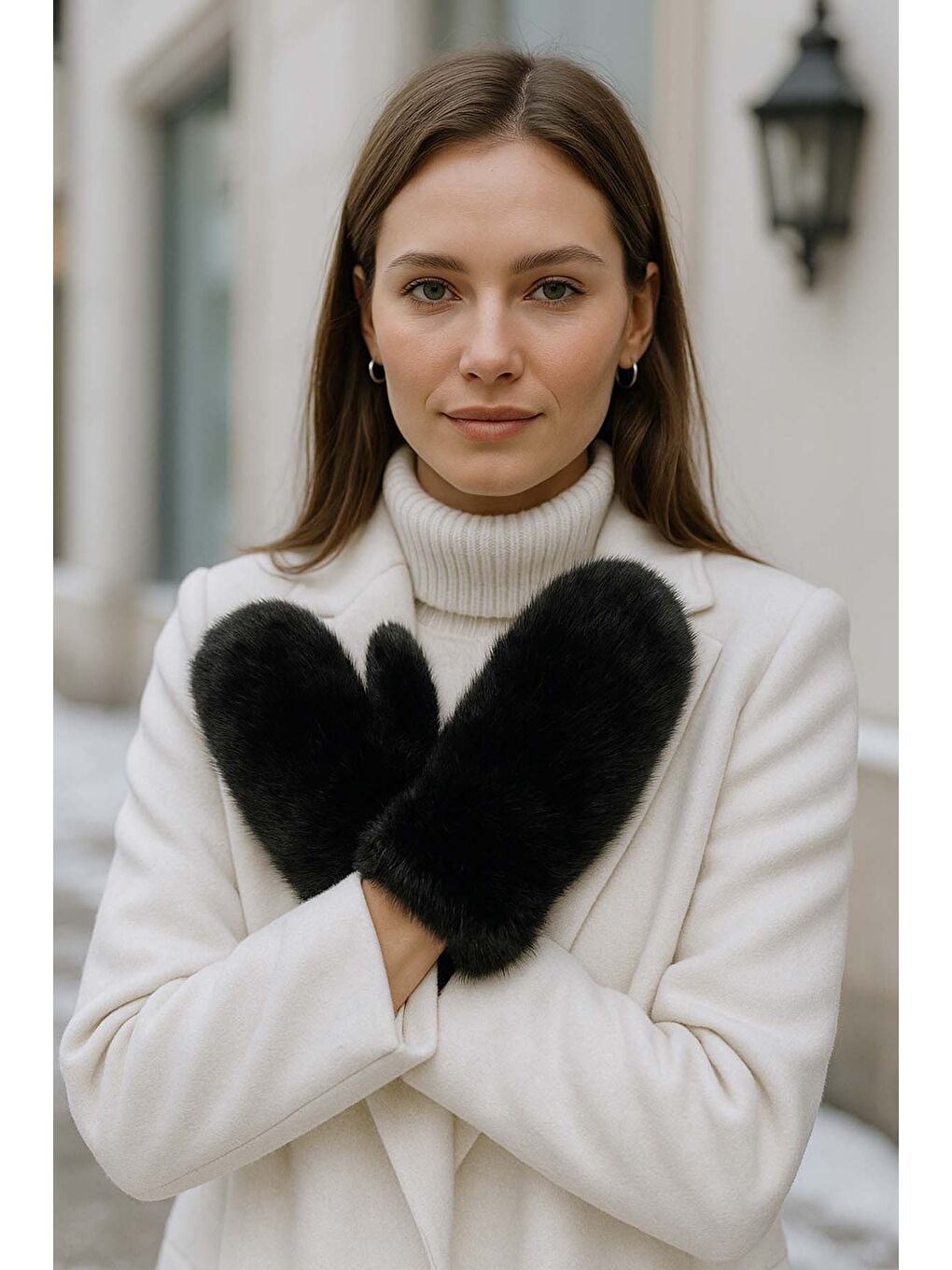 Kadın Pelüş Eldiven ELD-32 Siyah-2