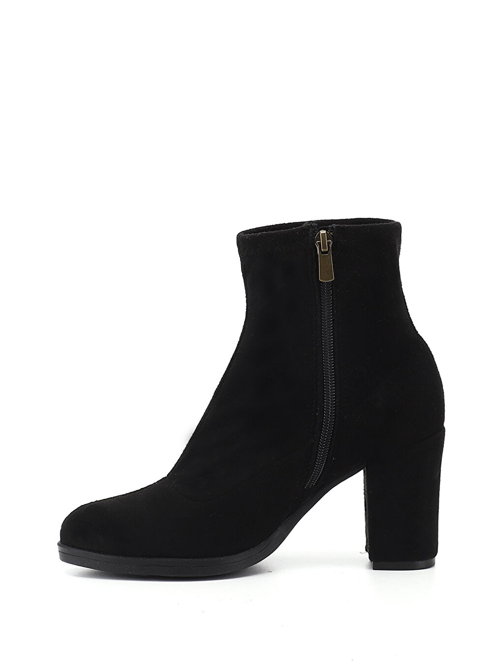 Siyah Kadın SİYAH MELANJ Fermuarlı Kalın Topuklu Bot-3