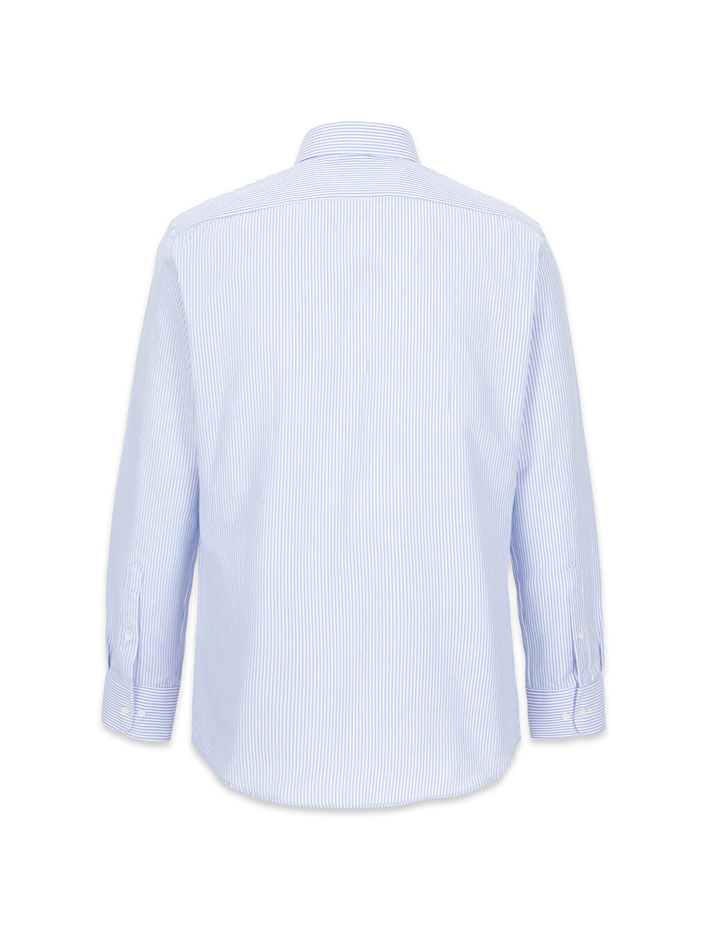 Mavi Uzun Kol Slim Fit Çizgili Klasik Yaka Pamuklu Kolay Ütülenebilir Gömlek-1