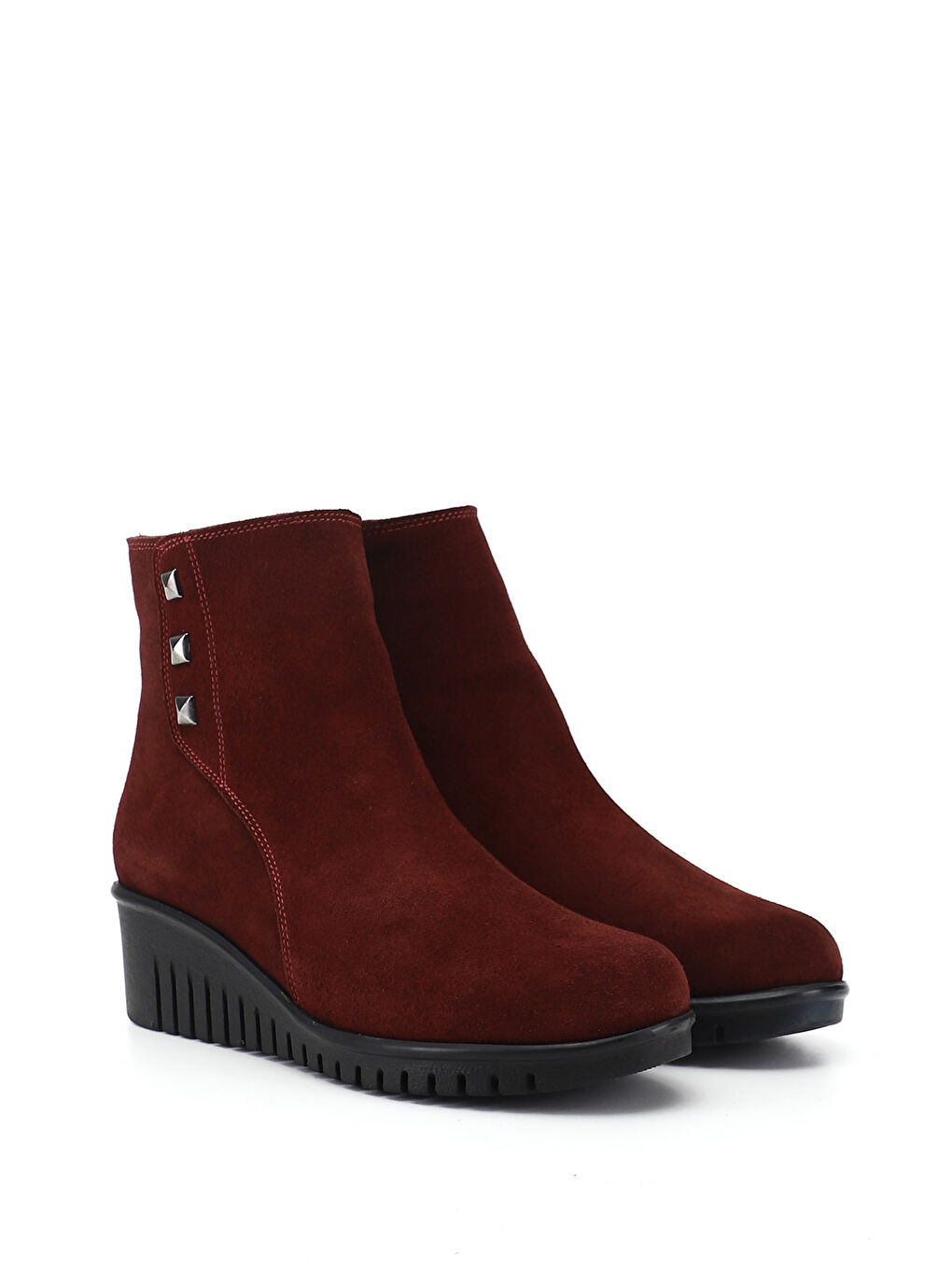 Bordo Kadın AÇIK BORDO Fermuarlı Termo Taban Hakiki Deri Bot-2