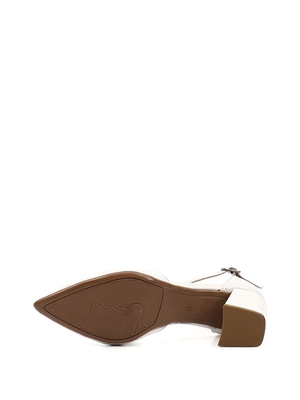 Bej Kadın BEJ Bilekten Bağlı Orta Topuklu Hakiki Deri Ayakkabı-4