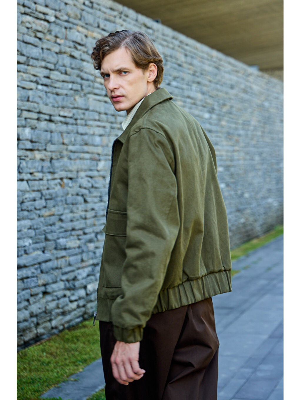 Erkek Pamuklu Mont %100 Pamuk Ceket Haki-3