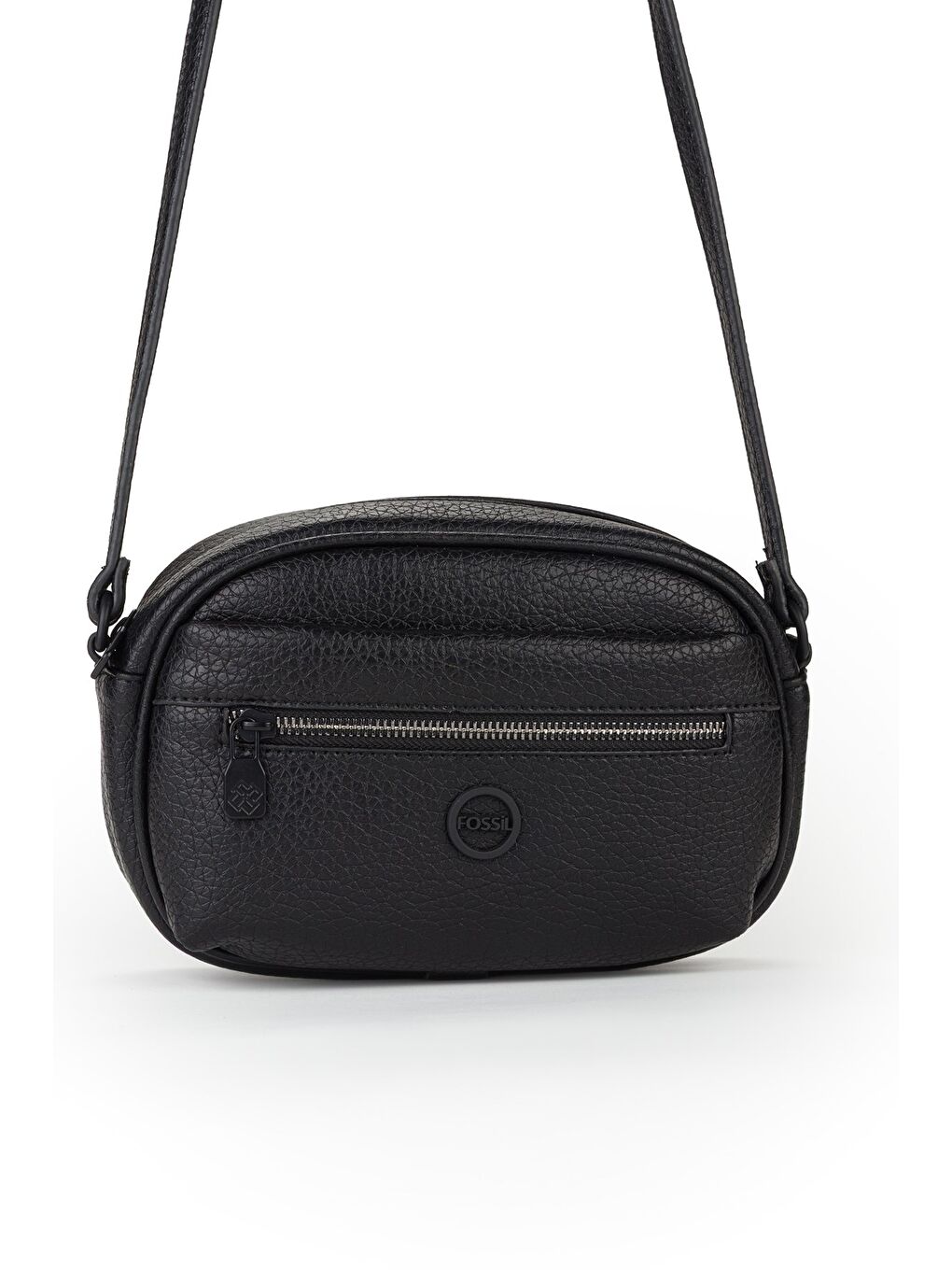 Siyah Kadın Fermuarlı Mini Çapraz Omuz Çantası-1