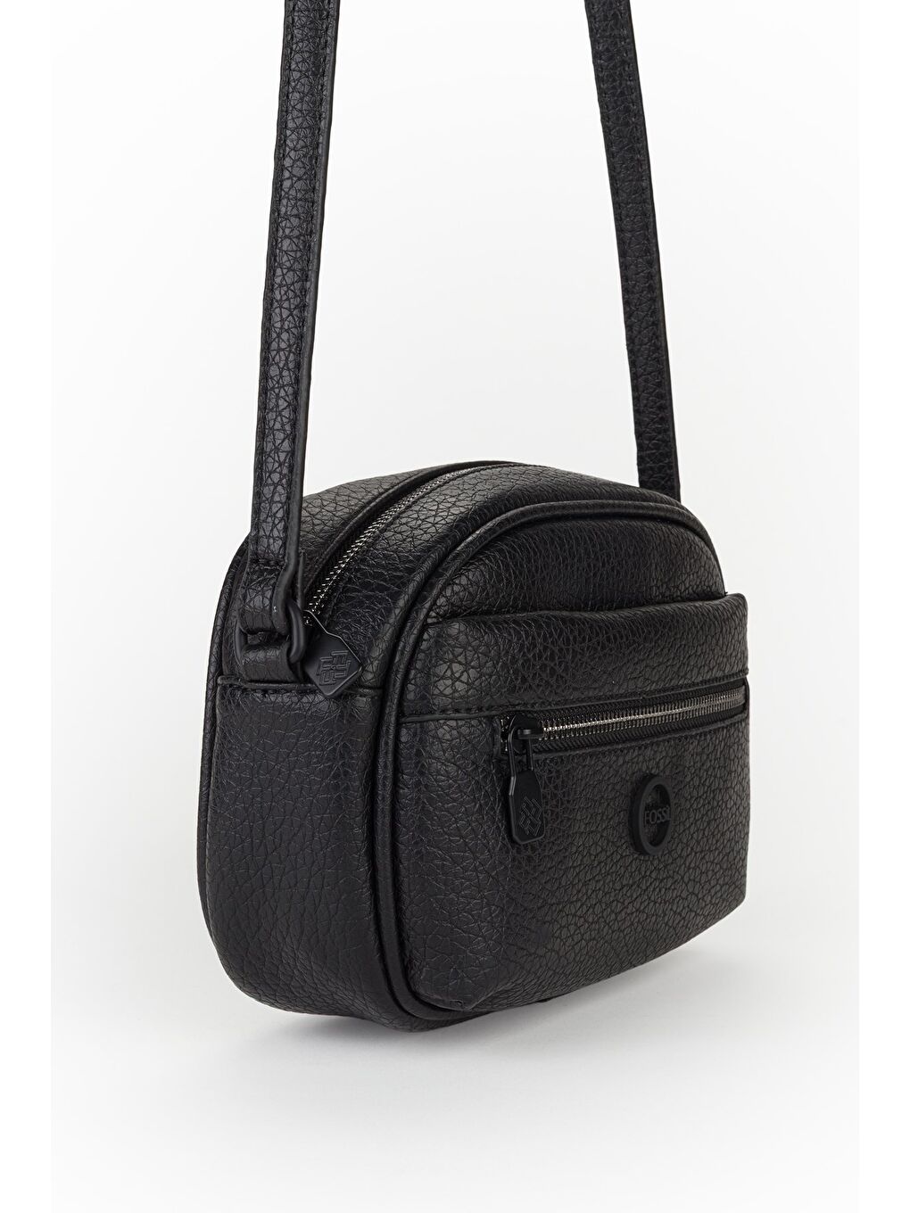 Siyah Kadın Fermuarlı Mini Çapraz Omuz Çantası-2