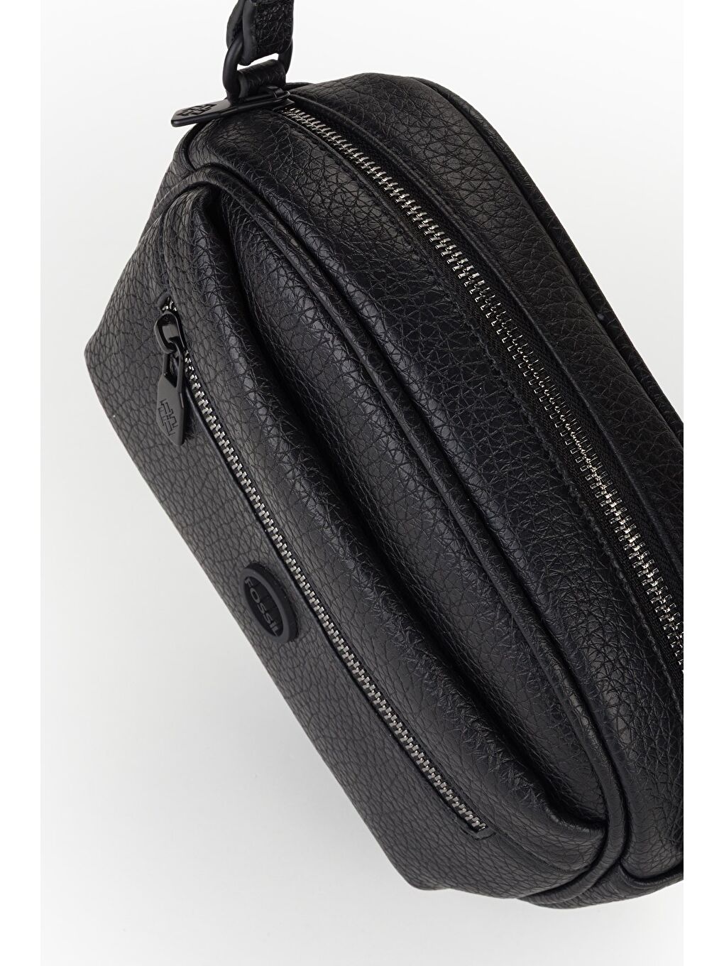 Siyah Kadın Fermuarlı Mini Çapraz Omuz Çantası-3