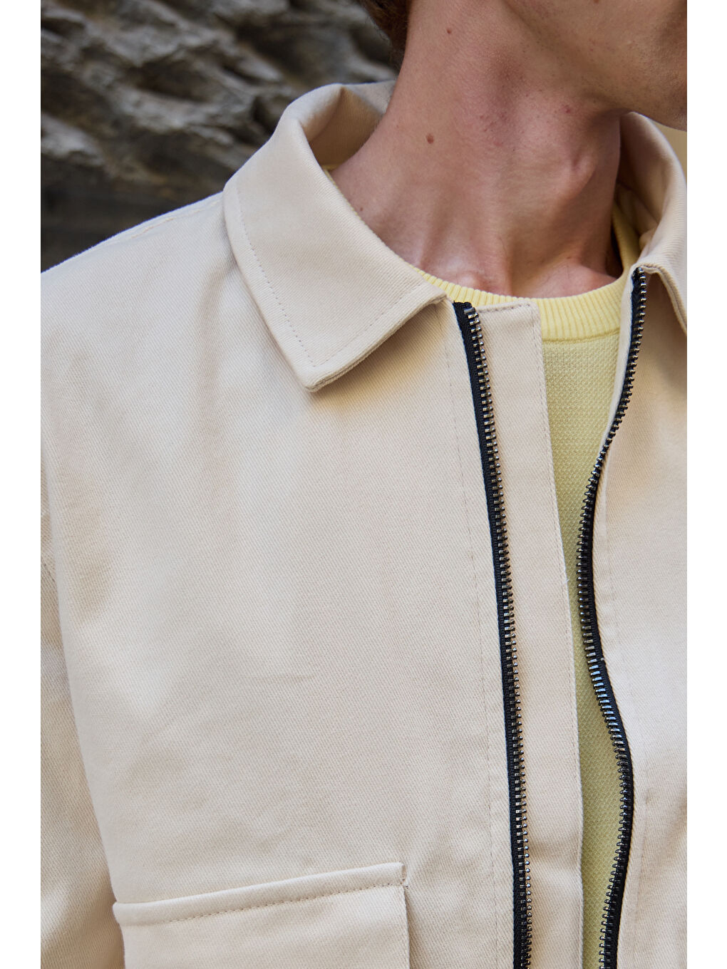 Erkek Pamuklu Mont %100 Pamuk Ceket Bej-7