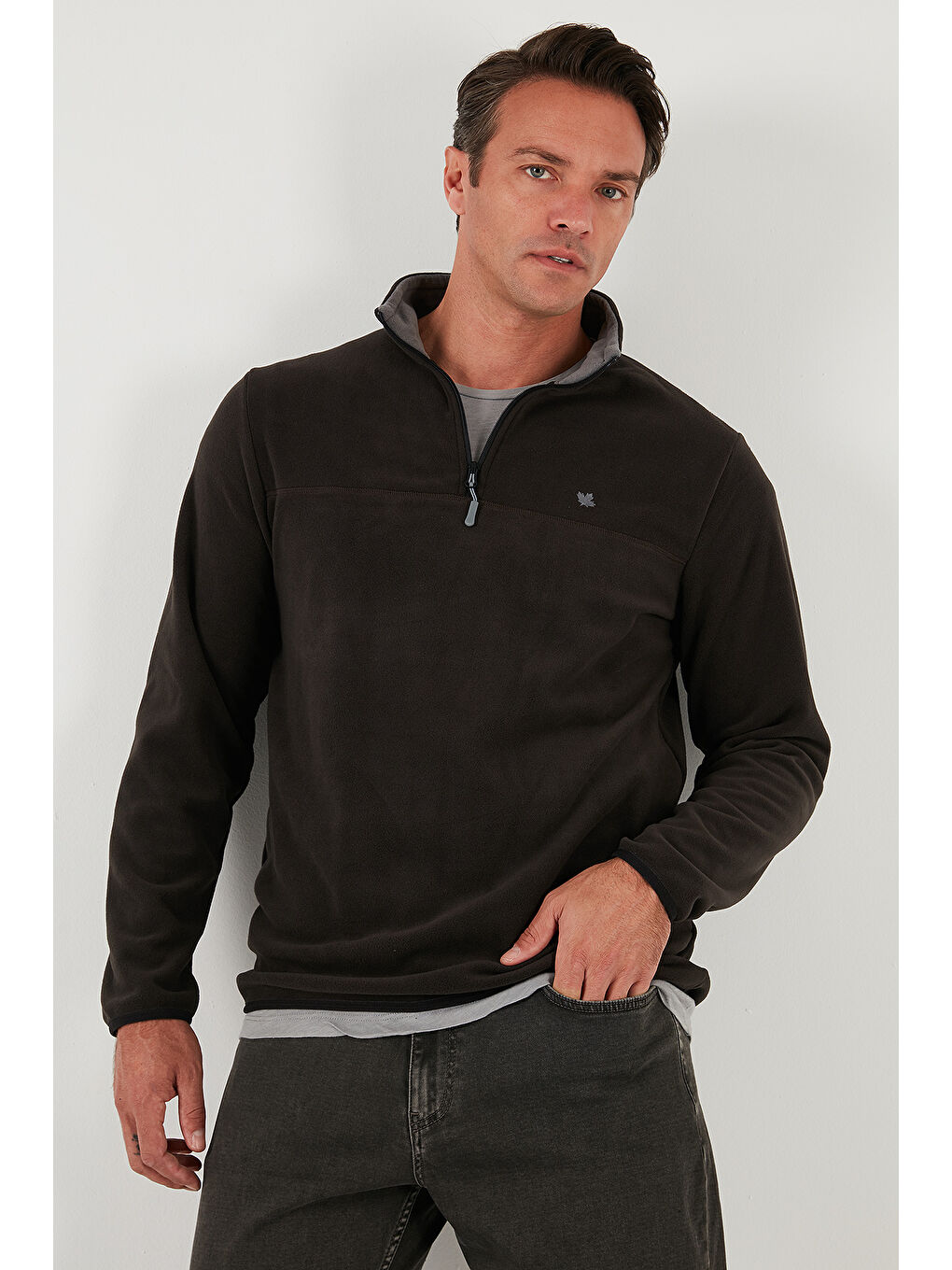 Haki Slim Fit Anti-Pilling Tüylenme Yapmayan Bato Yaka Şardonlu 2'li Paket Polar 5906001S2-2