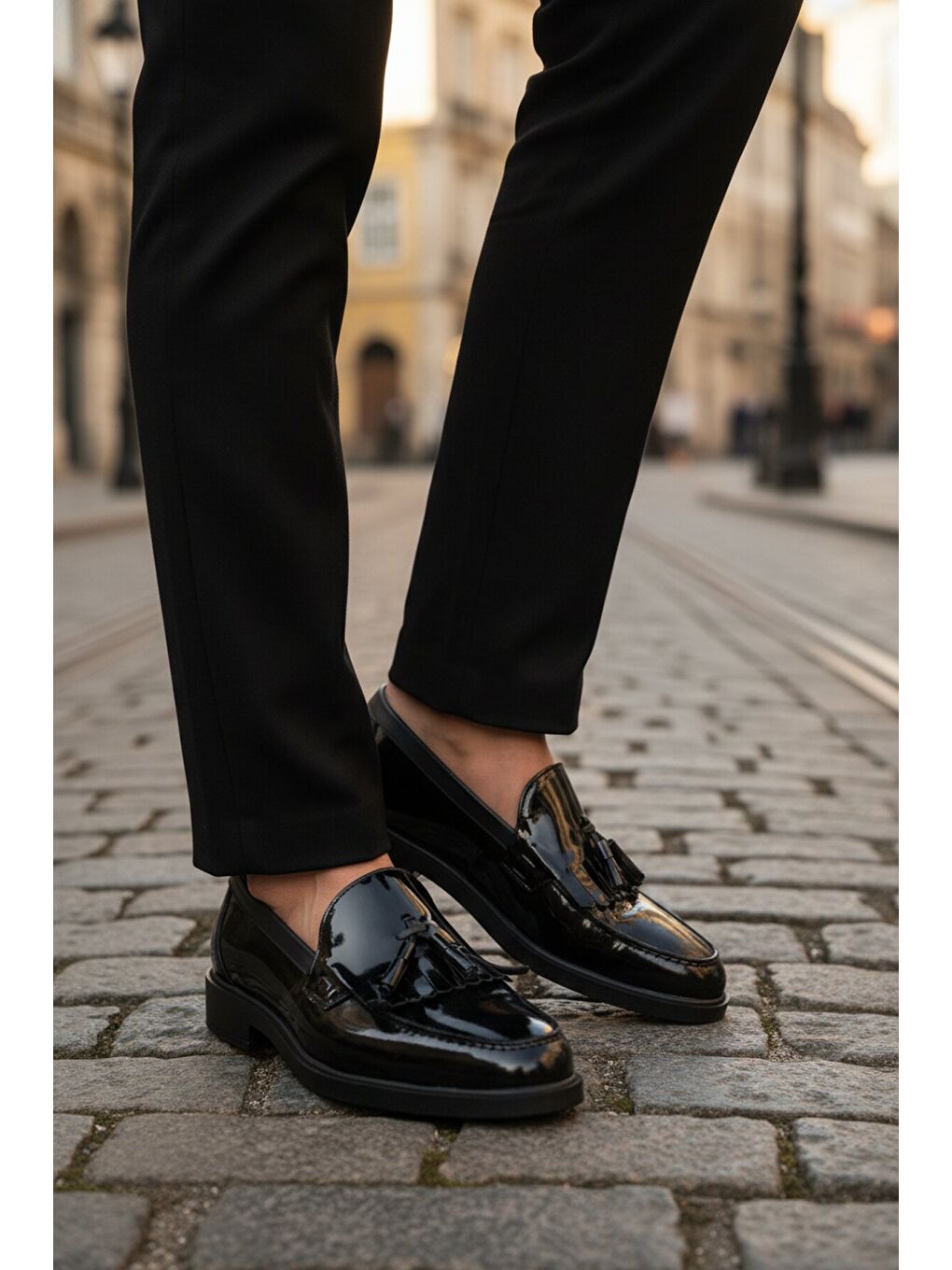 Siyah Rugan Hakiki Deri Erkek Casual Ayakkabı 2208 M-2