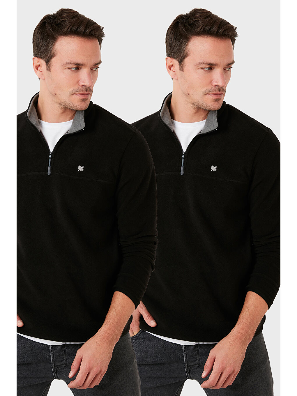 Siyah Slim Fit Anti-Pilling Tüylenme Yapmayan Şardonlu Soğuk Geçirmez 2'li Paket Polar 5906001S2