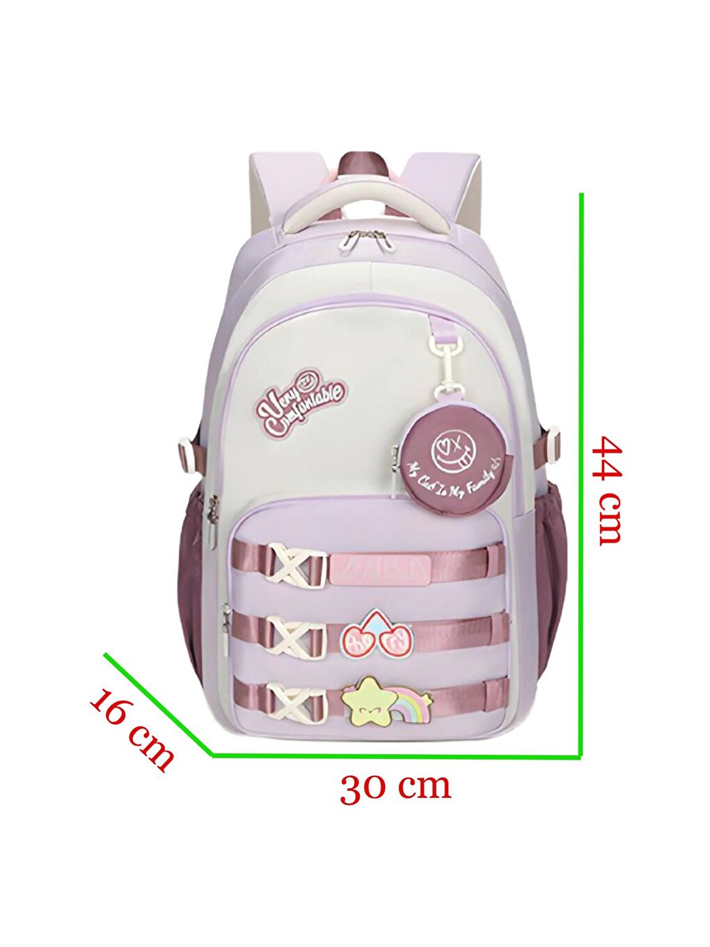 3 Bölmeli Very Comfort Kolej Okul Sırt Çantası Mürdüm-Lila (MU-1766)-1
