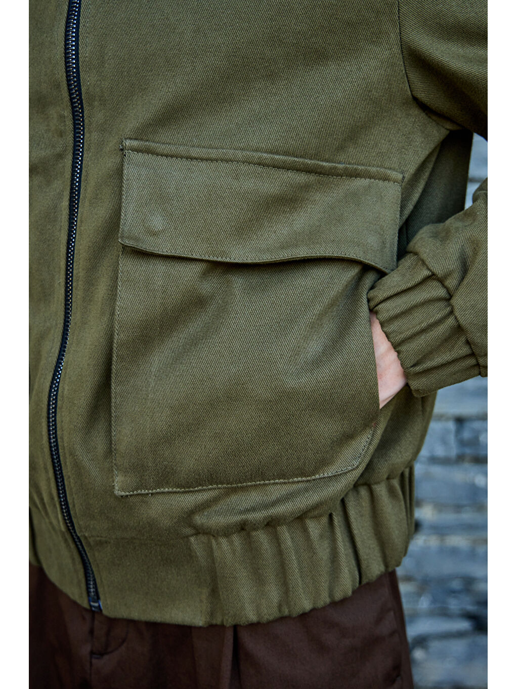 Erkek Pamuklu Mont %100 Pamuk Ceket Haki-4