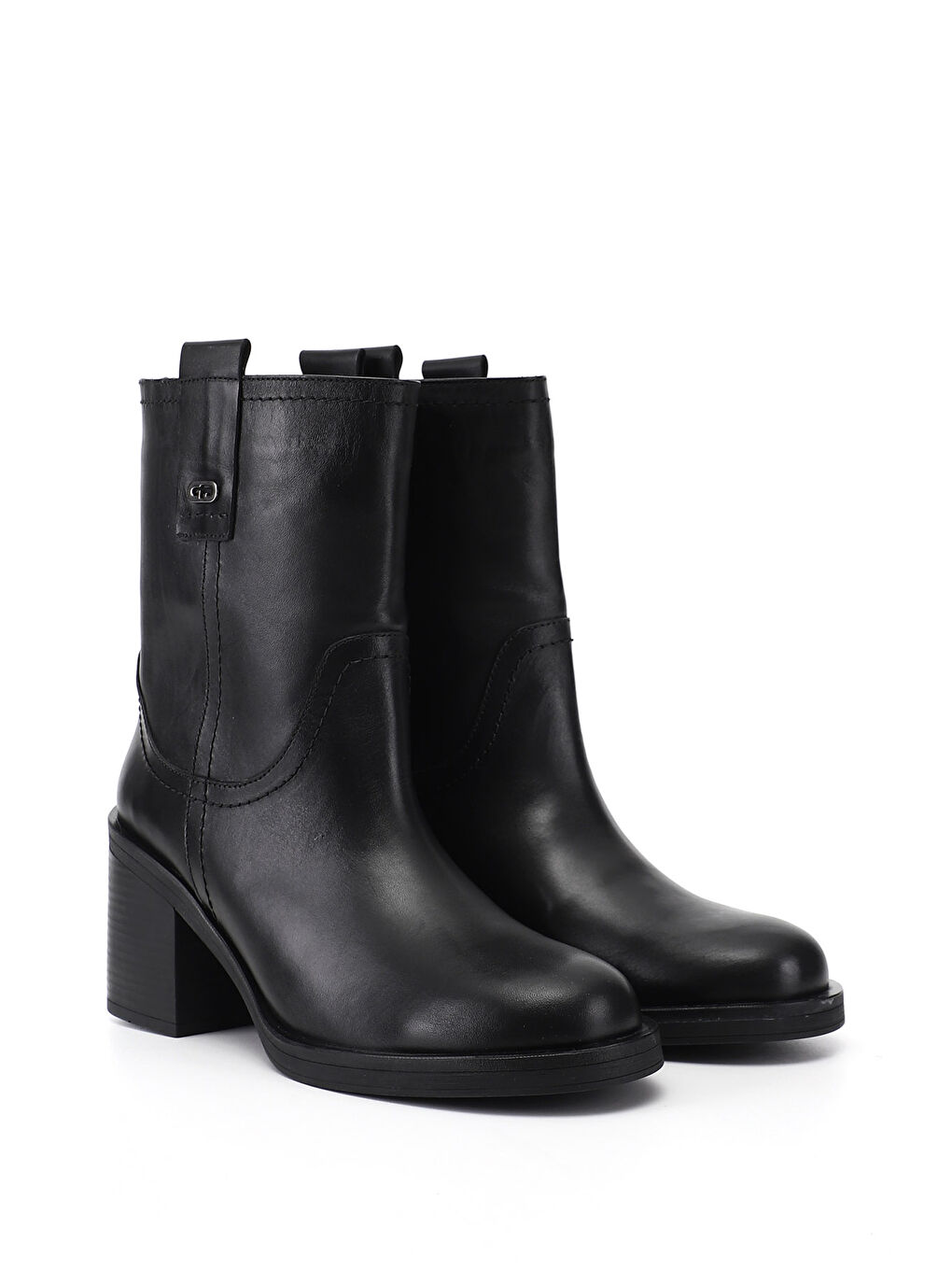 Siyah Kadın SİYAH Kalın Topuklu Hakiki Deri Bot-2