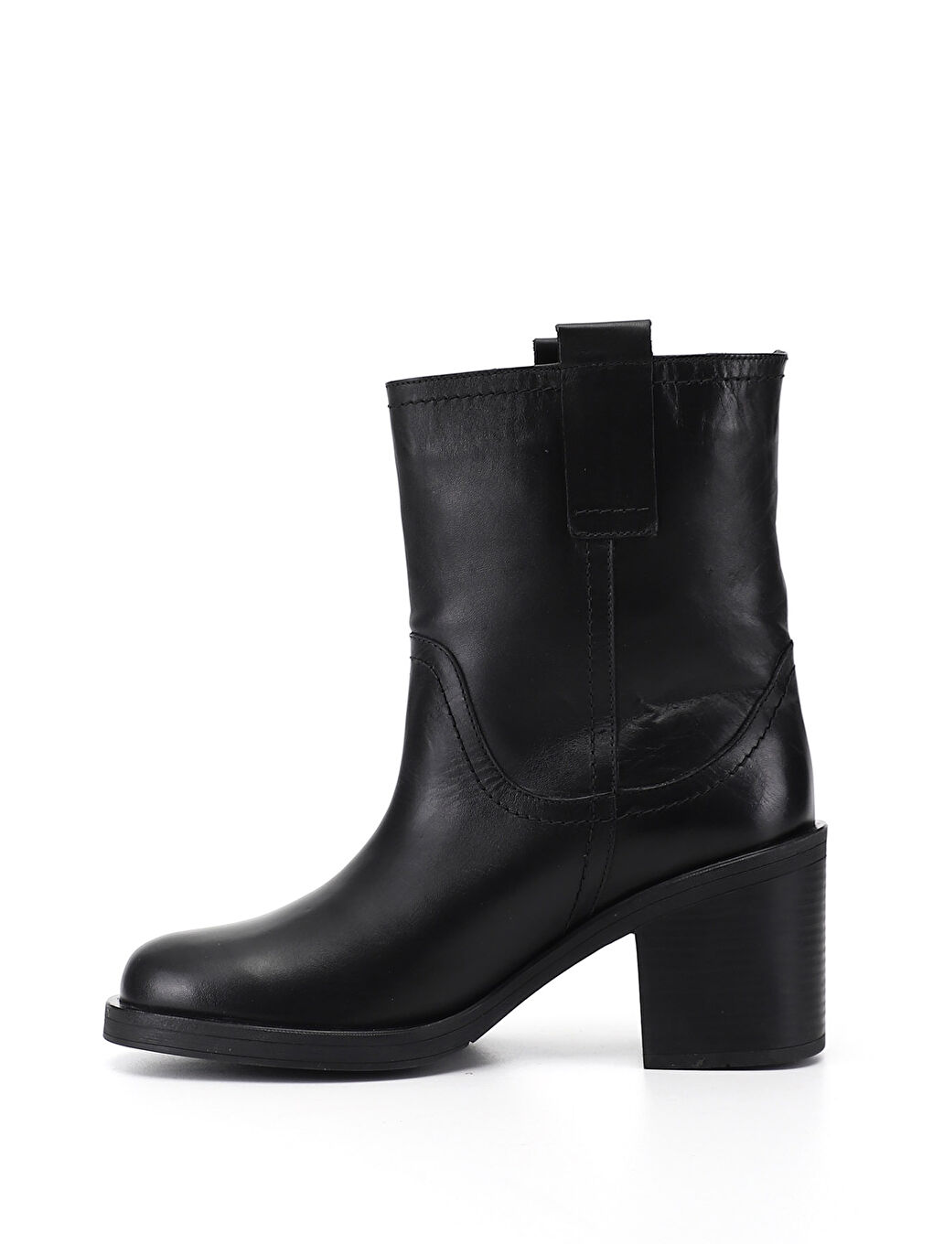 Siyah Kadın SİYAH Kalın Topuklu Hakiki Deri Bot-3