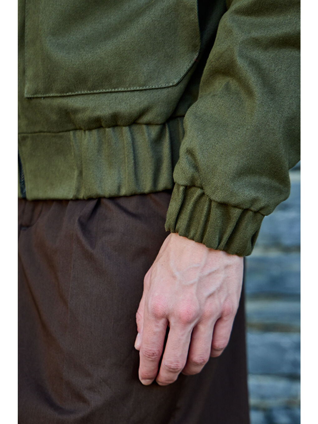 Erkek Pamuklu Mont %100 Pamuk Ceket Haki-5