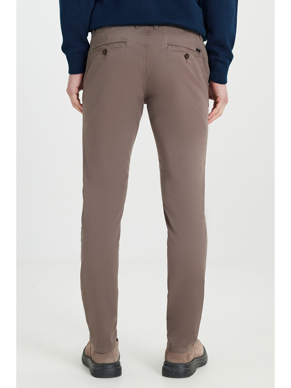 Bej Erkek Vizon Pamuklu Slim Fit Dar Kesim Yan Cepli Esnek Pantolon-4