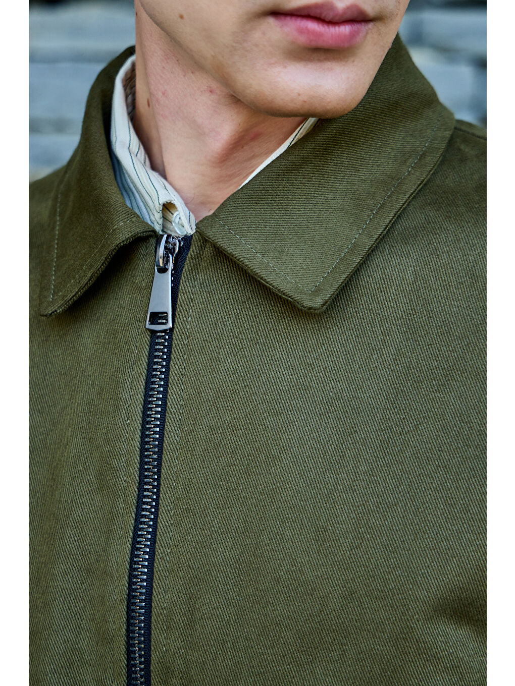 Erkek Pamuklu Mont %100 Pamuk Ceket Haki-6