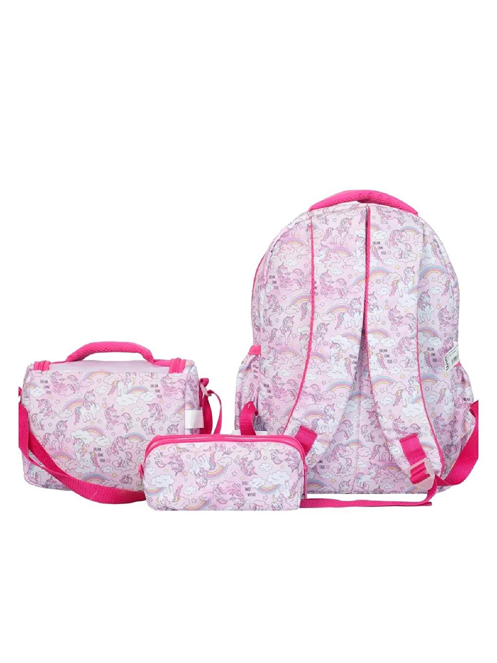 3 Bölmeli  Çanta Seti Pembe(Okul Çantası+Termoslu Beslenme Çantası+Kalemlik)-2