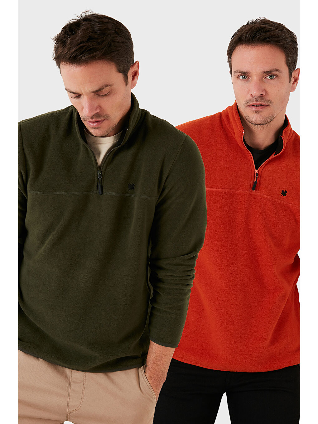 Haki Slim Fit Anti-Pilling Tüylenme Yapmayan Şardonlu Soğuk Geçirmez 2'li Paket Polar 5906001S2