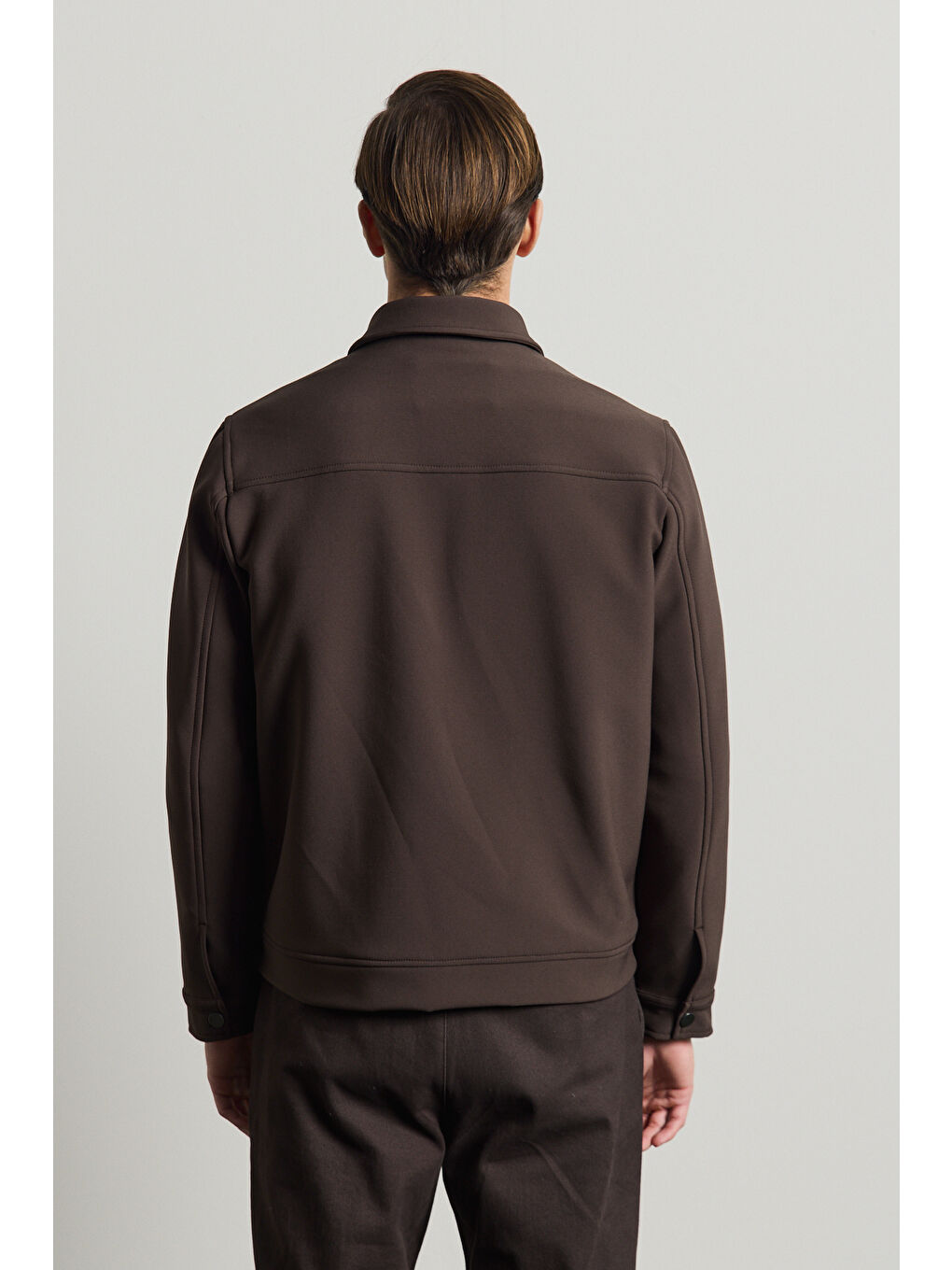 Erkek Standart Kalıp Gömlek Yaka Ceket Kahverengi-5