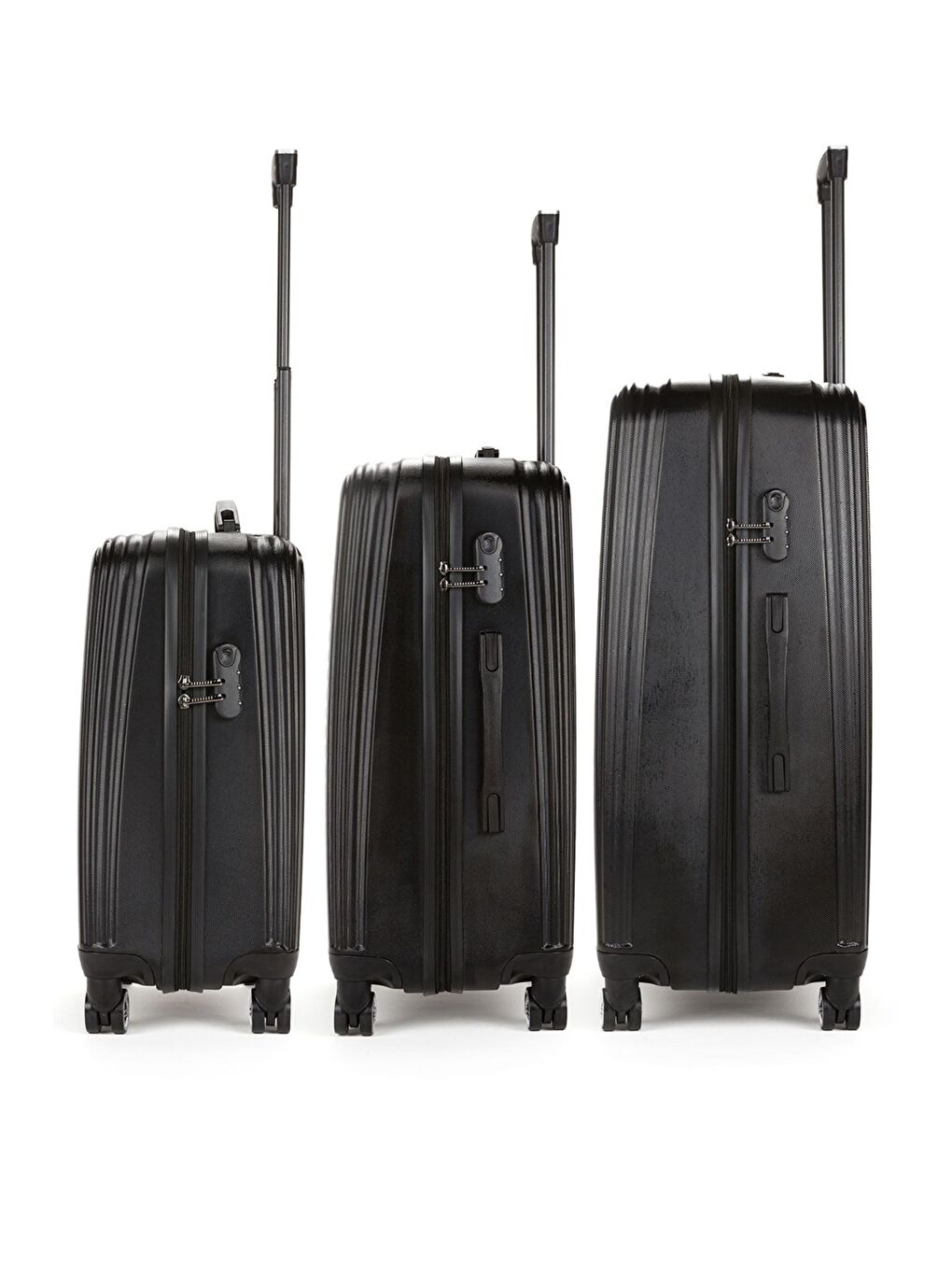 Siyah ABS Unisex Kabin Orta Büyük Boy 3'lü Valiz Seti FSL126-1