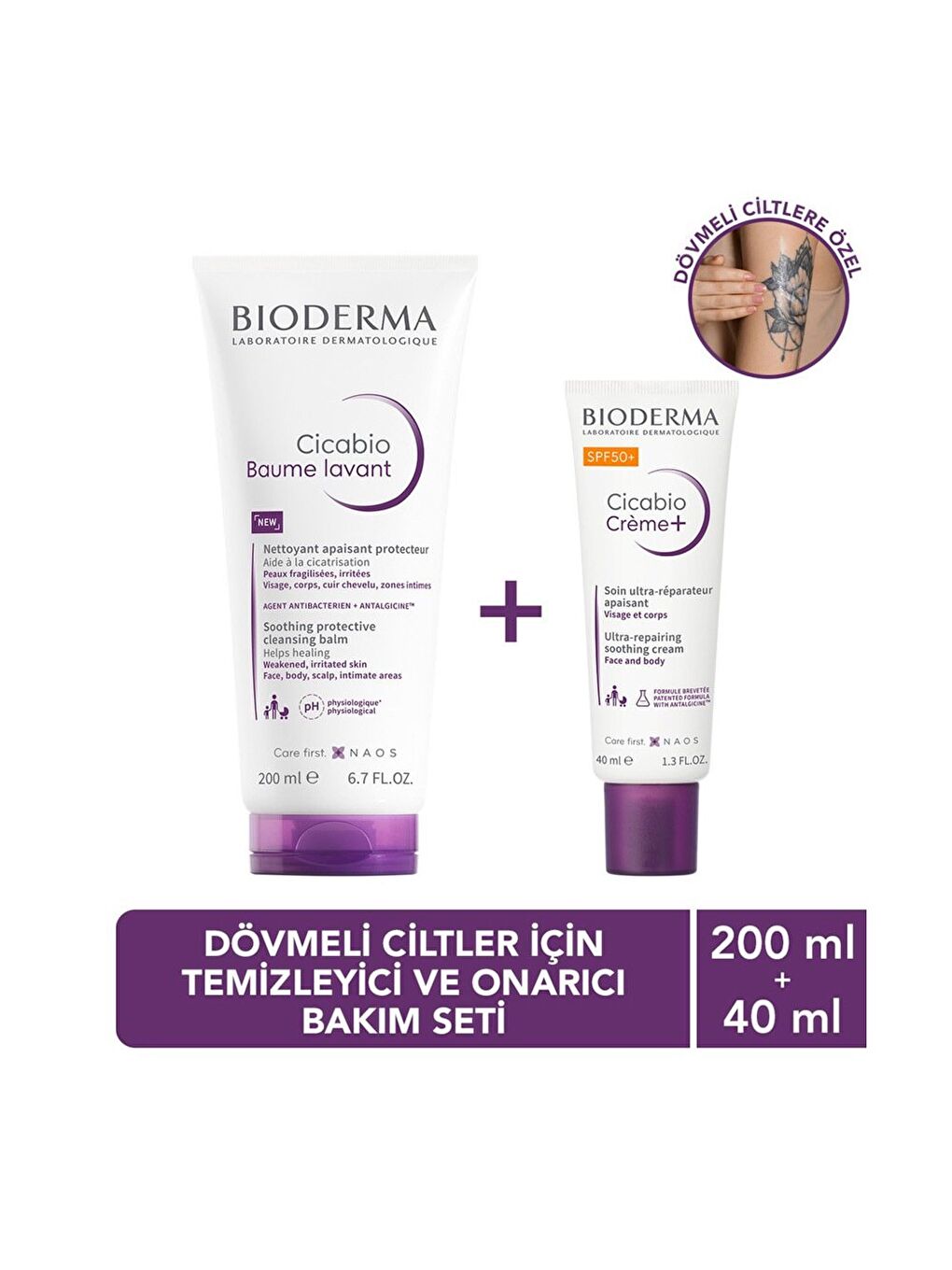 Cicabio Dövmeli Ciltler İçin Temizleyici ve Onarıcı Bakım Kiti-1