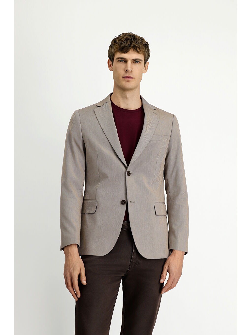 Kahverengi Regular Fit Klasik Desenli Ceket