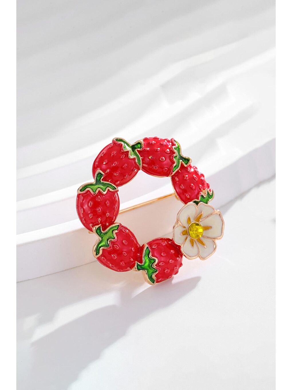 Gri Çilek Çelenk Broş Yaka İğnesi-3