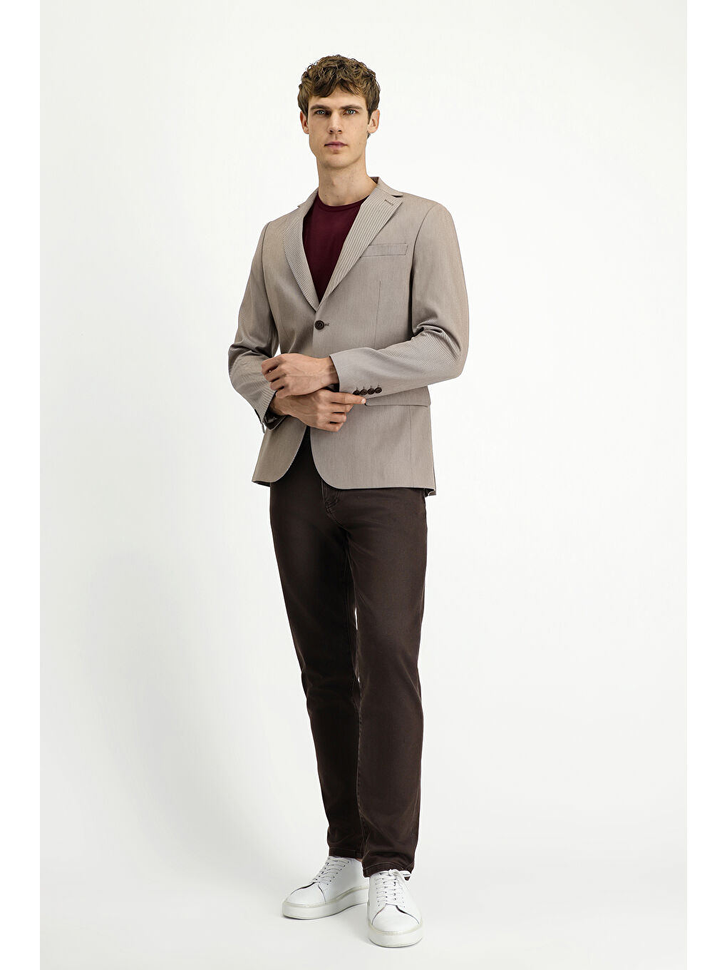 Kahverengi Regular Fit Klasik Desenli Ceket-1