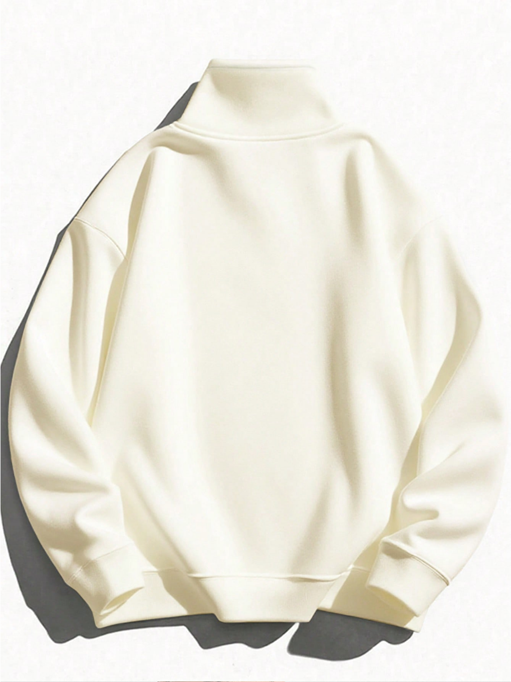 Bej Vizon Oversize Yarım Fermuarlı Uzun Kollu Sweatshirt-1