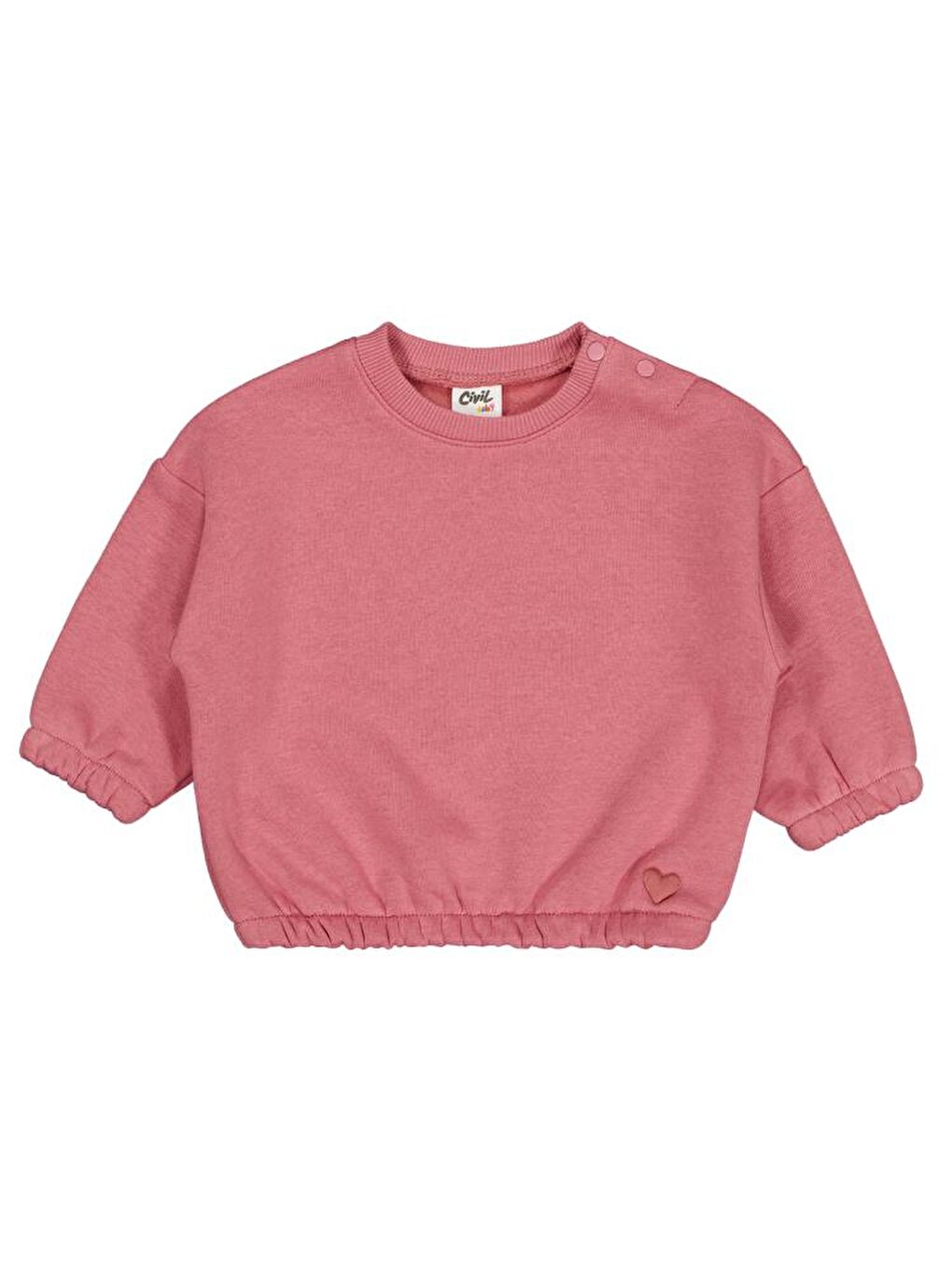 Kahverengi Baby Kalp Nakışlı Basic 6-18 Ay Sweatshirt