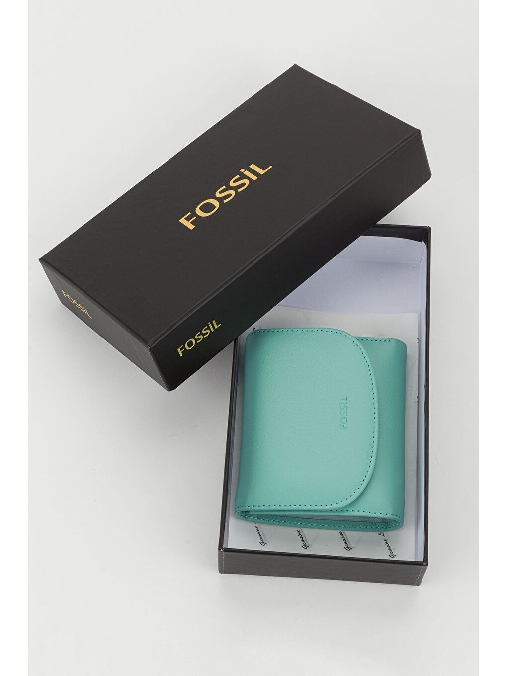 Turkuaz Kutulu Hakiki Deri Gök Mavi Küçük Boy Çok Gözlü Kadın El Portföyü Kartlık Cüzdan-5