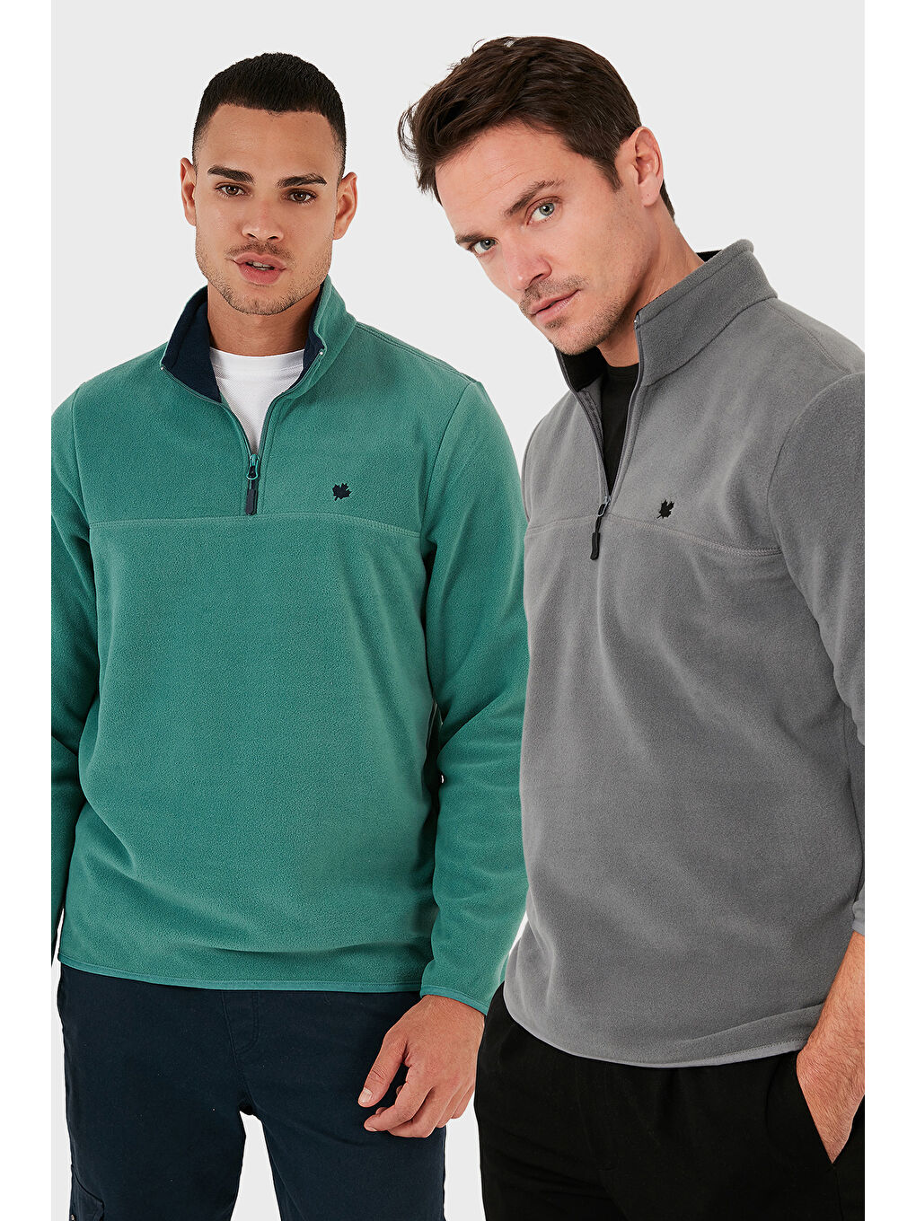 Yeşil Slim Fit Anti-Pilling Tüylenme Yapmayan Şardonlu Soğuk Geçirmez 2'li Paket Polar 5906001S2