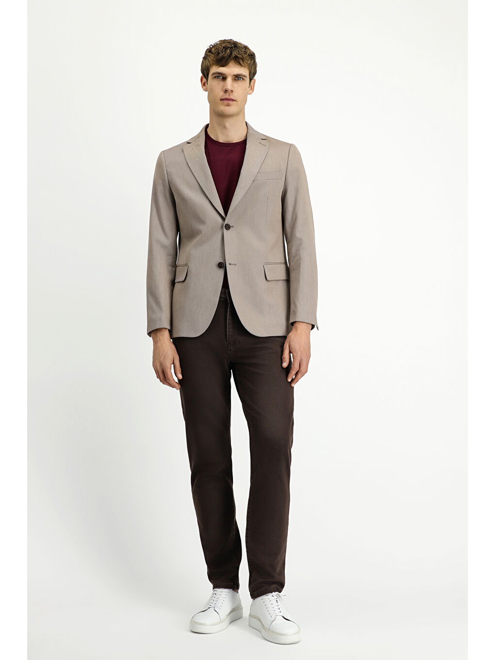 Kahverengi Regular Fit Klasik Desenli Ceket-2