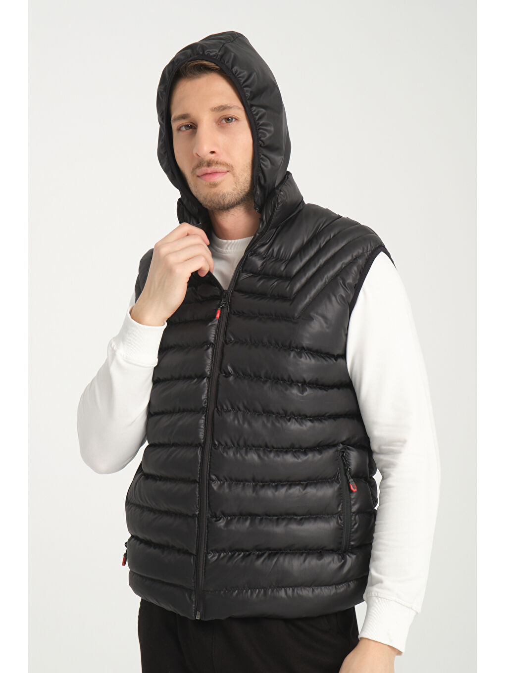 Haki Erkek Kapüşonlu Rodisport Baskılı Yelek 1015-9