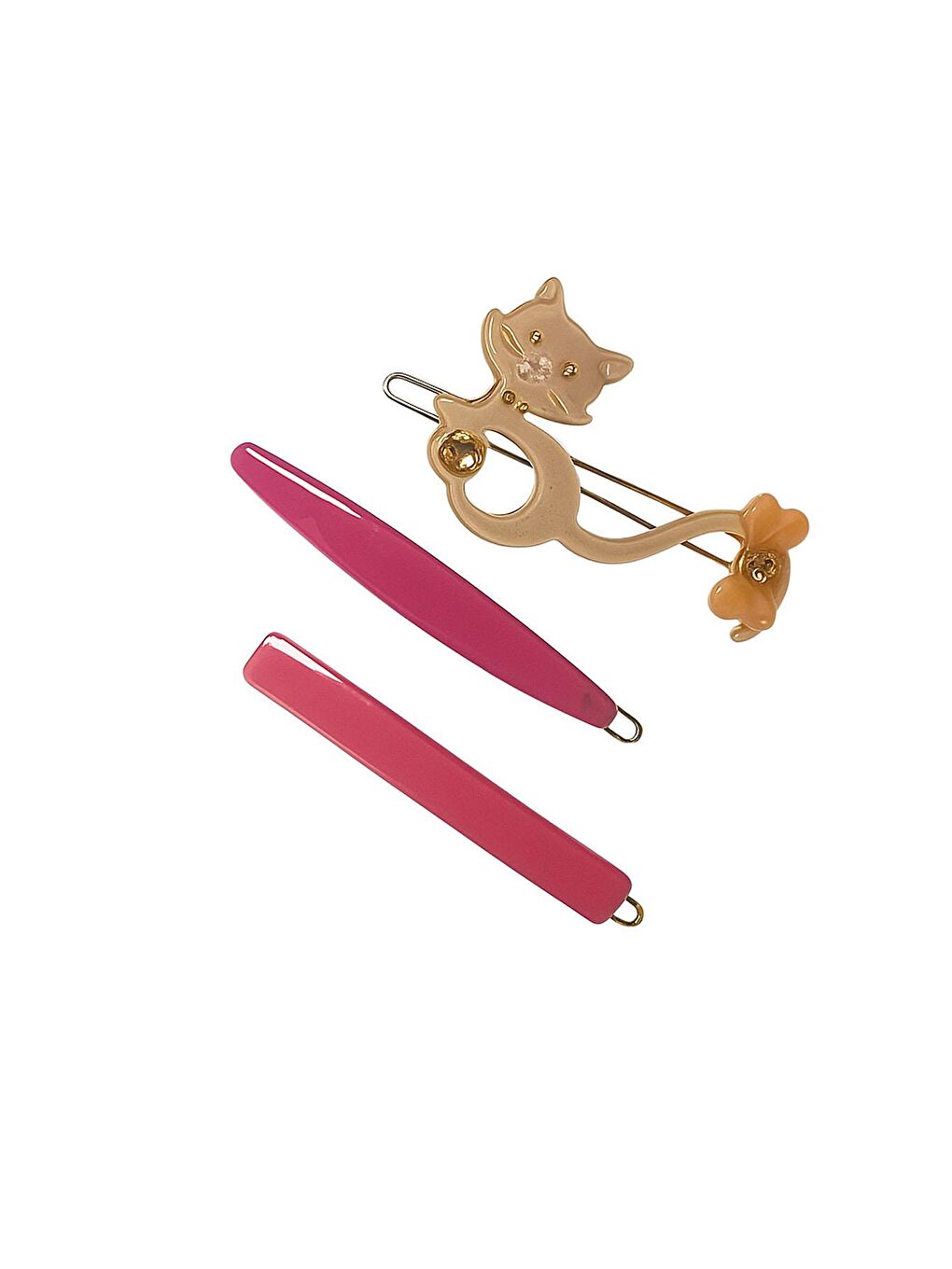 Pembe Akrilik Pastel Renkler Pens Yan Toka Seti- 3 Adet