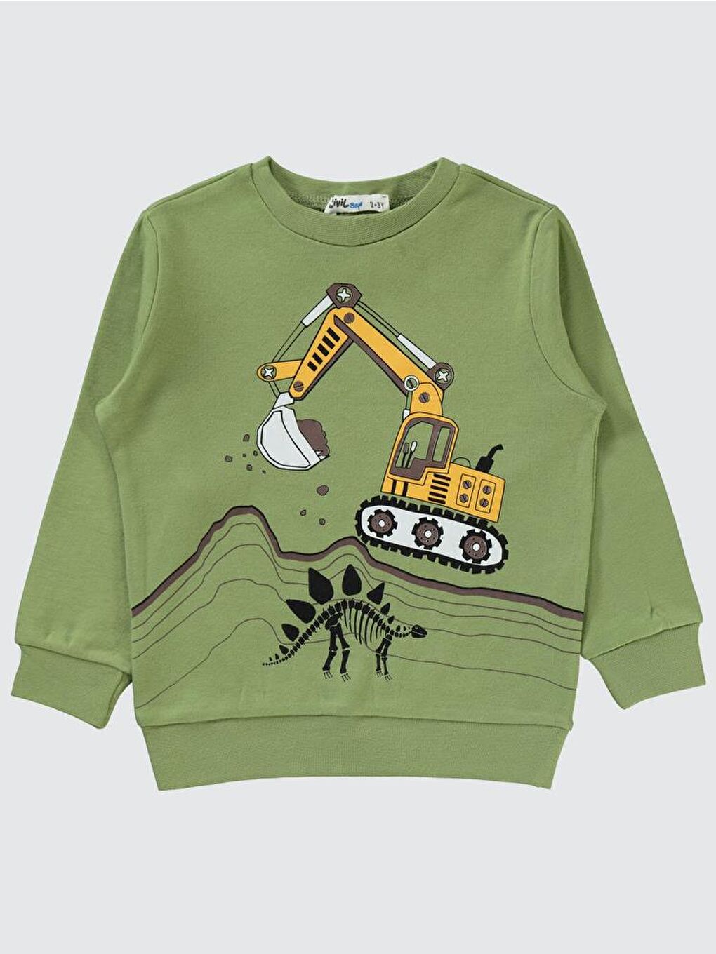 Boys Kepçe Baskılı 2-5 Yaş Sweatshirt - Haki 4-5 Yaş