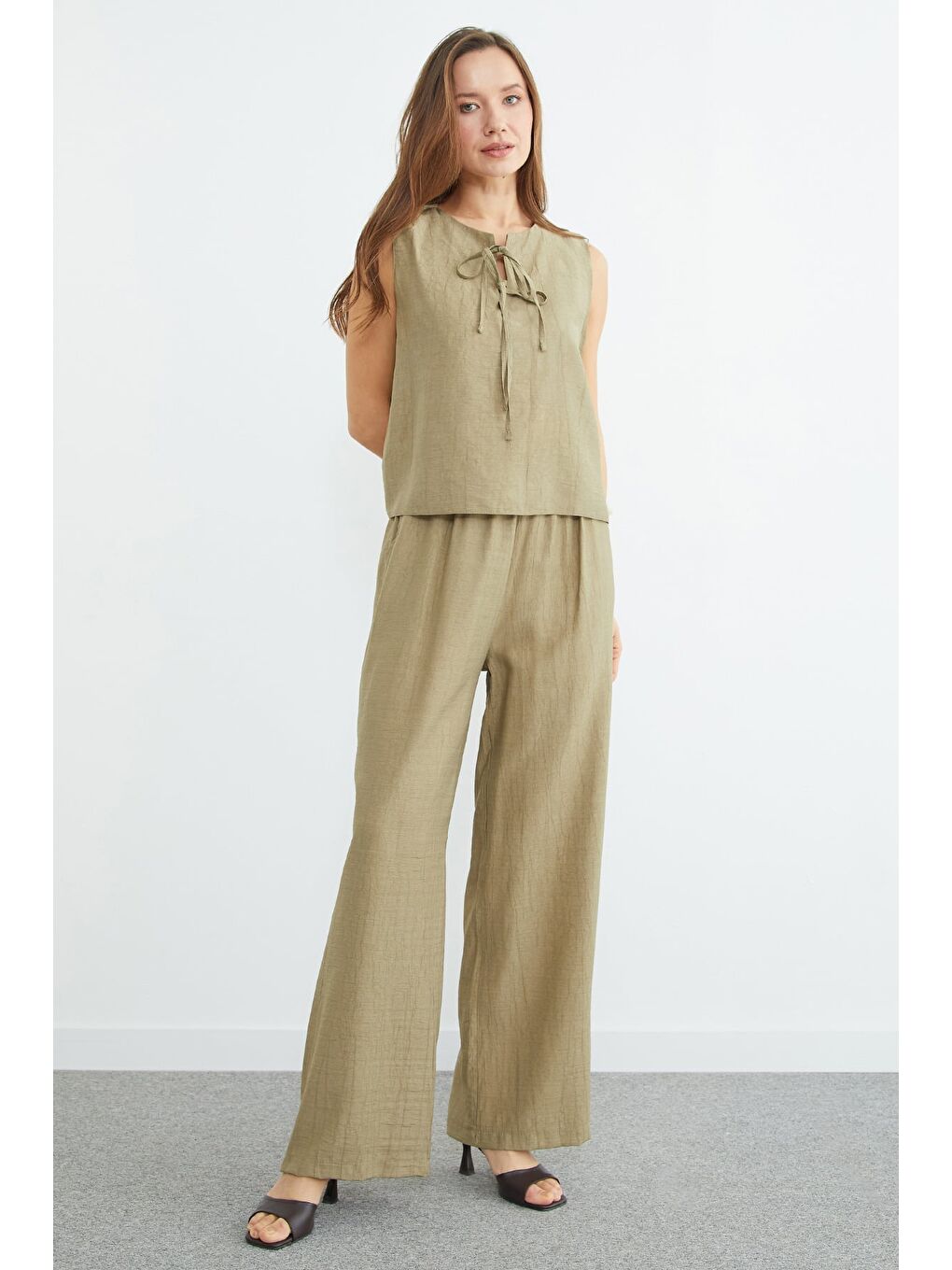 Yeşil Önü Bağlamalı Krinkıl Cepli 2 Li Takım-2