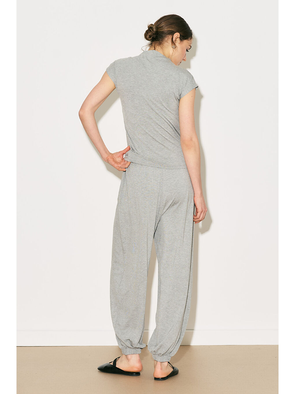 Easy Kolsuz Bluz Gri Melanj-5