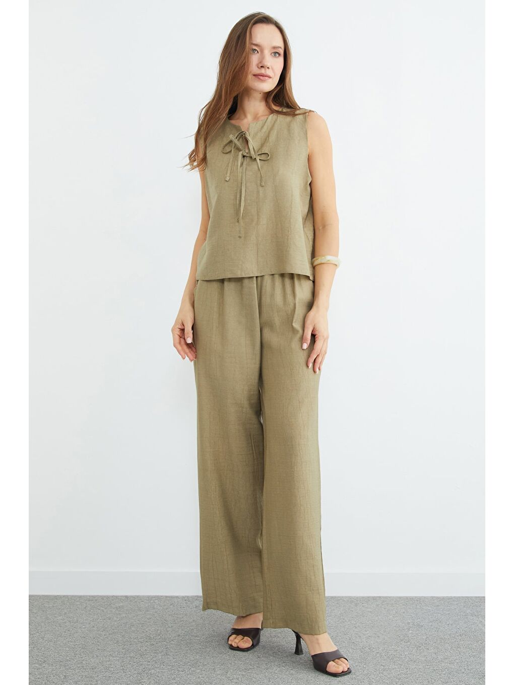 Yeşil Önü Bağlamalı Krinkıl Cepli 2 Li Takım-3