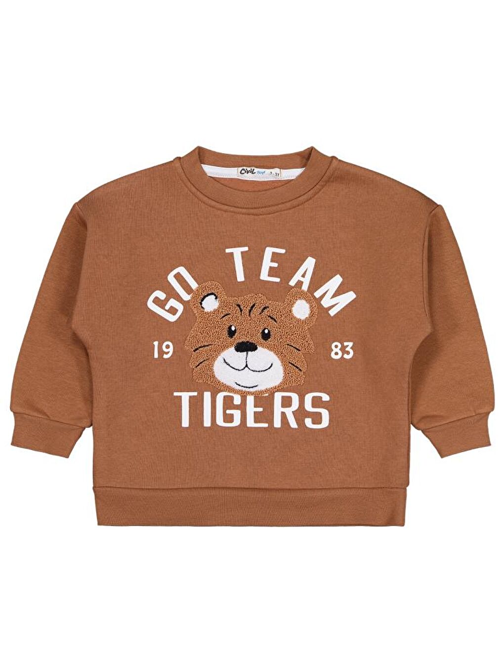 Boys Go Team Tıger Baskılı 2-5 Yaş Sweatshirt - Kahverengi 4-5 Yaş