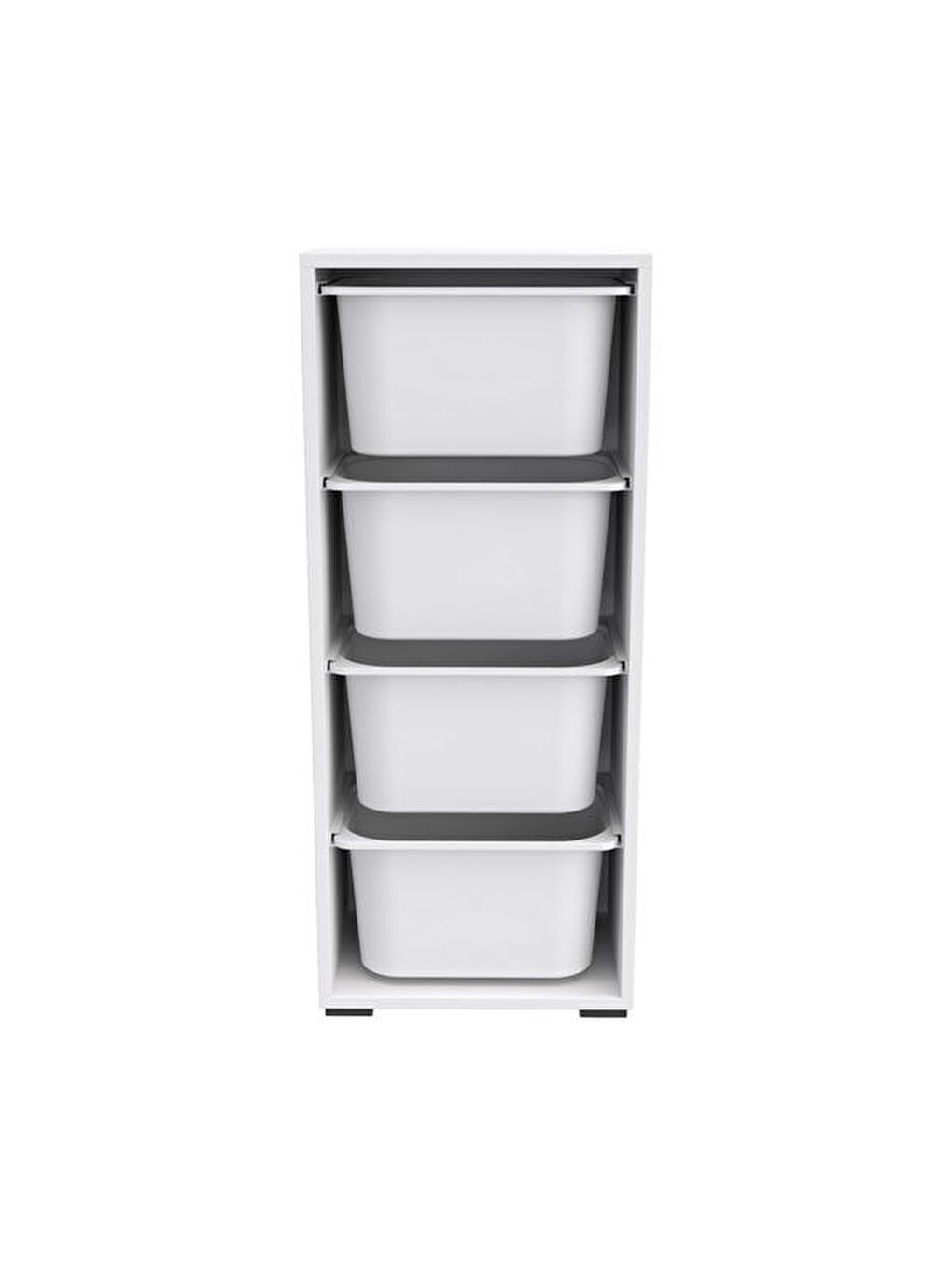4 Derin Sepetli Çok Amaçlı Oyuncak Dolabı - Beyaz - 109x30x45,5 cm-3