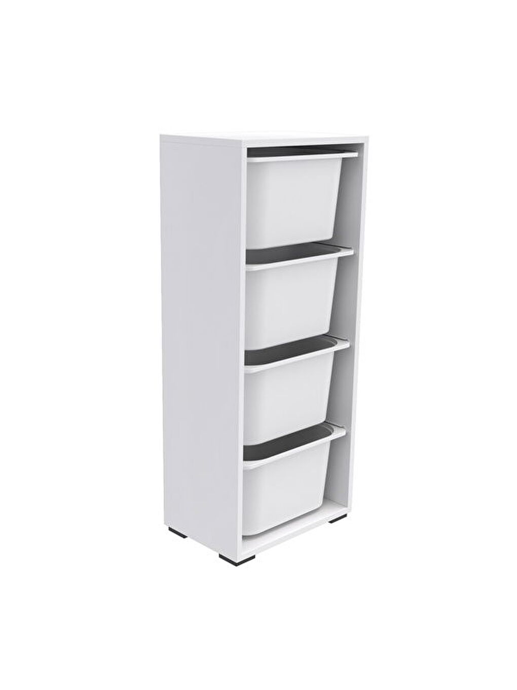 4 Derin Sepetli Çok Amaçlı Oyuncak Dolabı - Beyaz - 109x30x45,5 cm-5