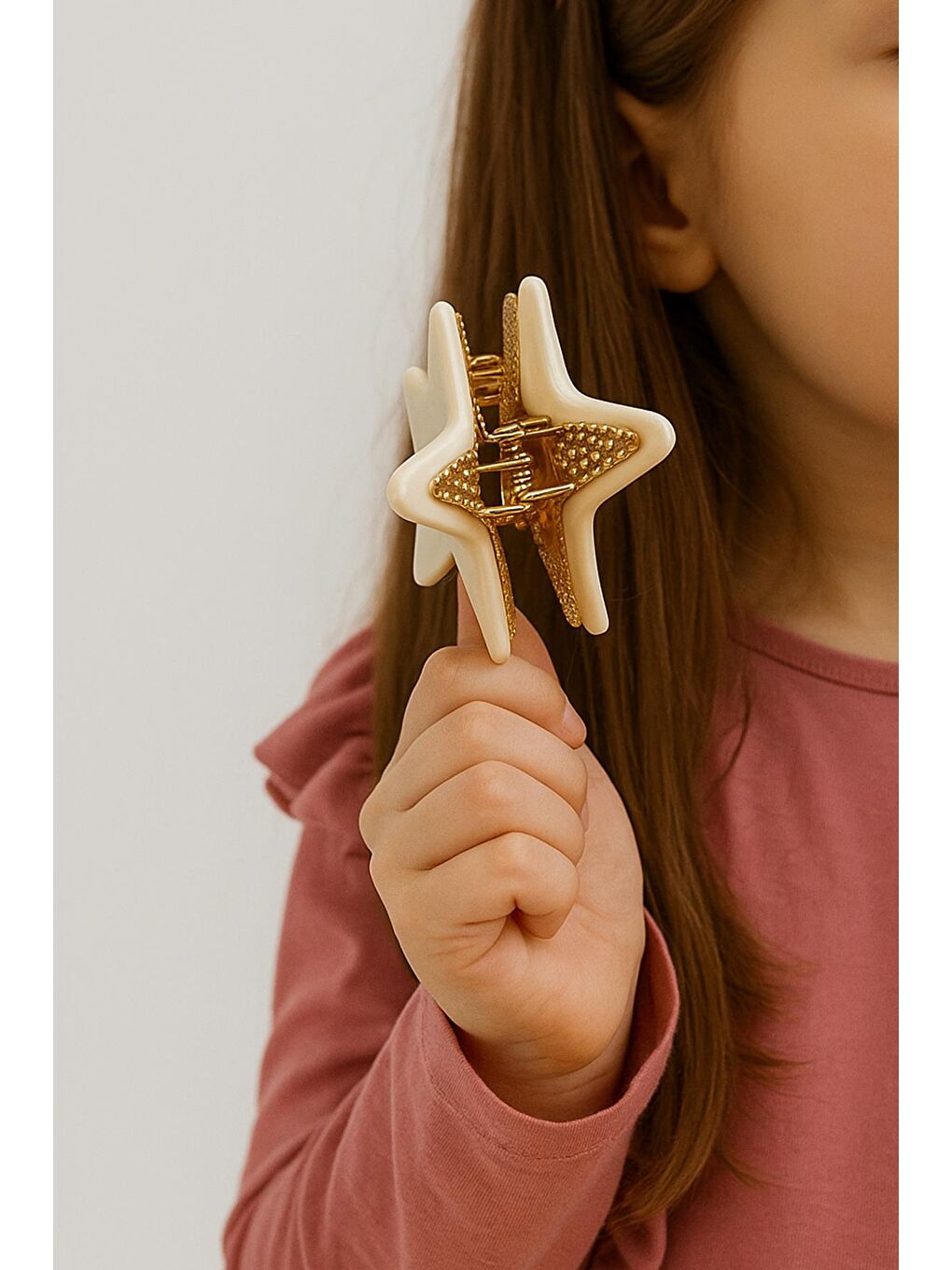 Beyaz Lüks Metal Asetat Yıldız Mandal Toka-1