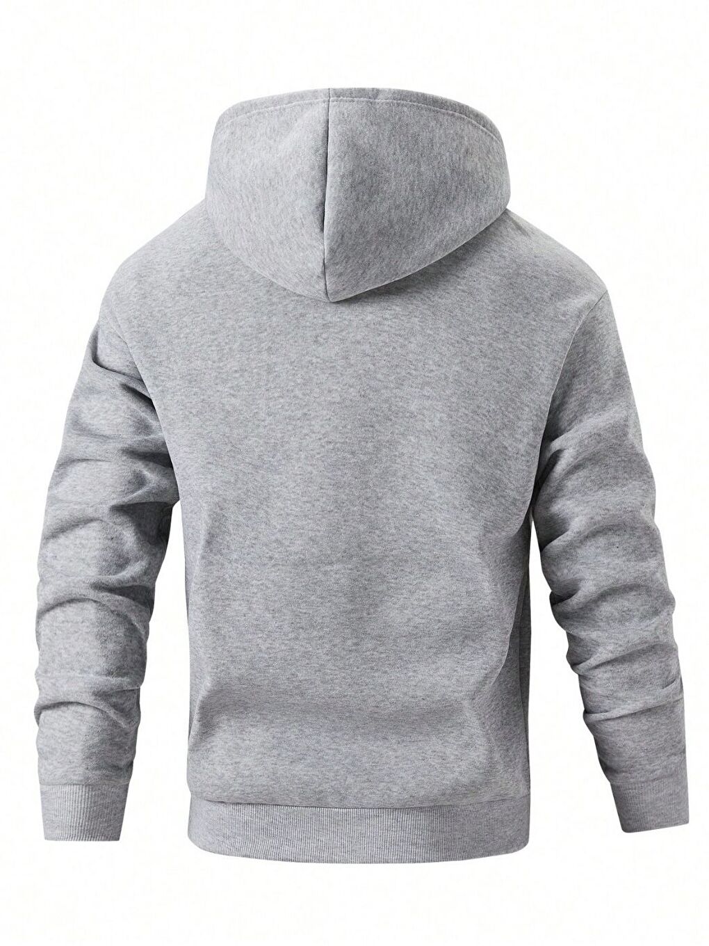 Bej Erkek Gri Bol Kalıp Sweatshirt Uzun Kollu Hoodie-1