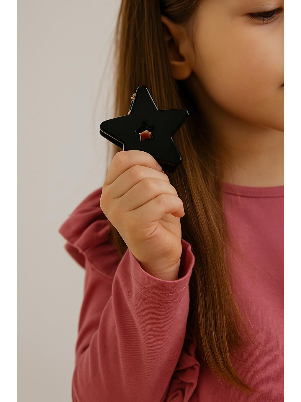 Siyah Lüks Metal Asetat Yıldız Mandal Toka-2